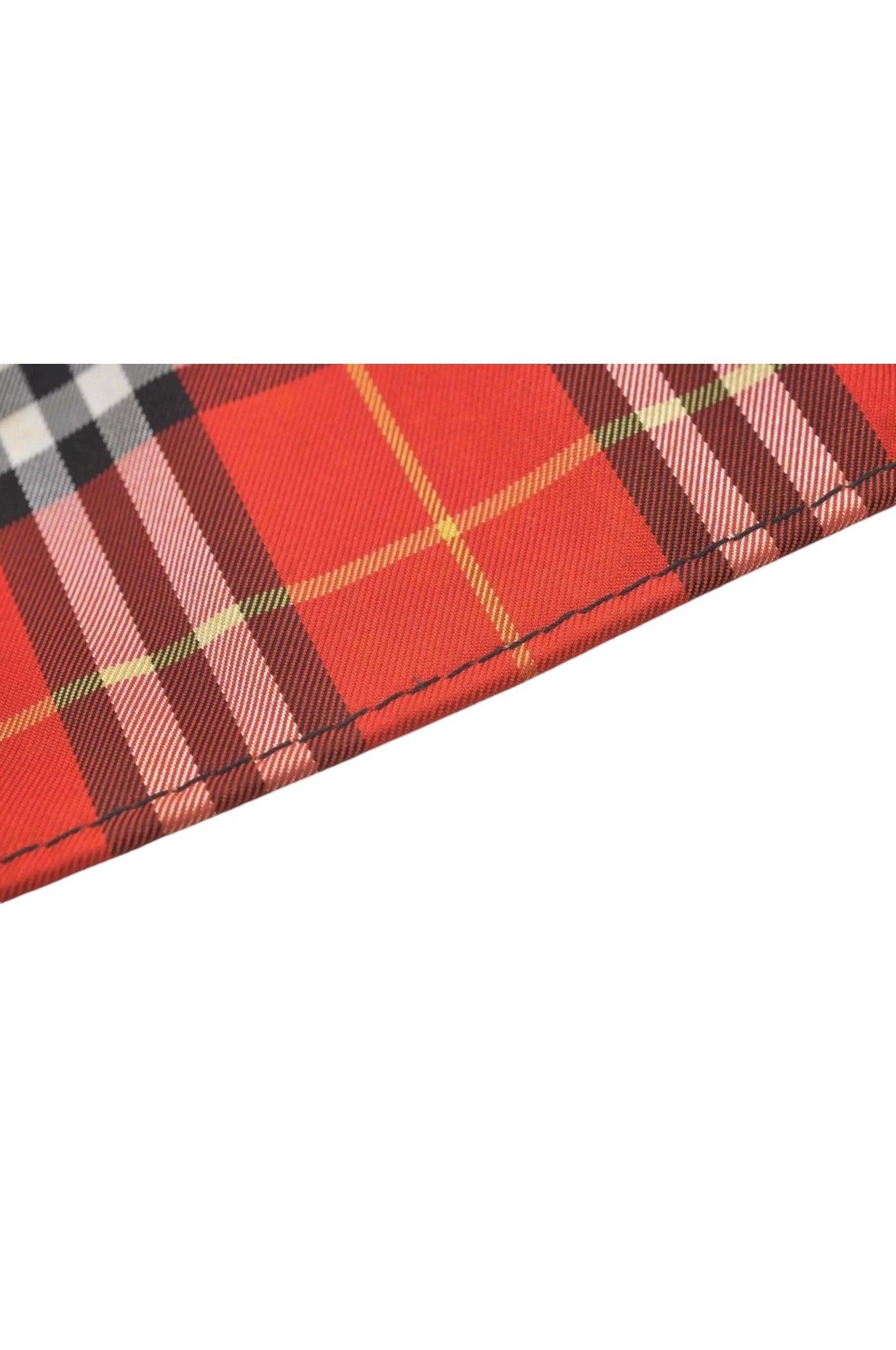 Burberry BLUE LABEL Iconic Check Pattern Red Nylon Leather Shoulder Tote Bag 9373K