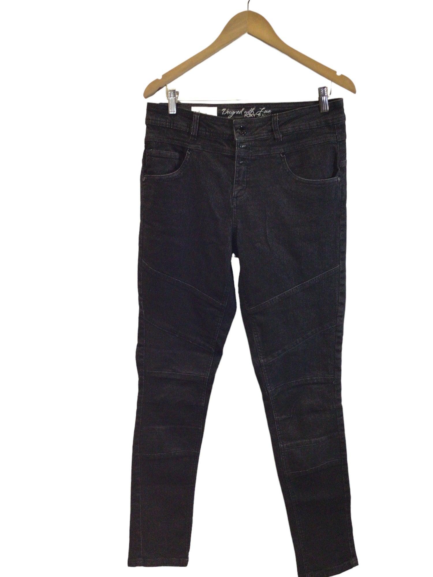 JEANIOLOGIE Stylish Women's Straight-Legged Regular Fit Black Jeans - Size 32