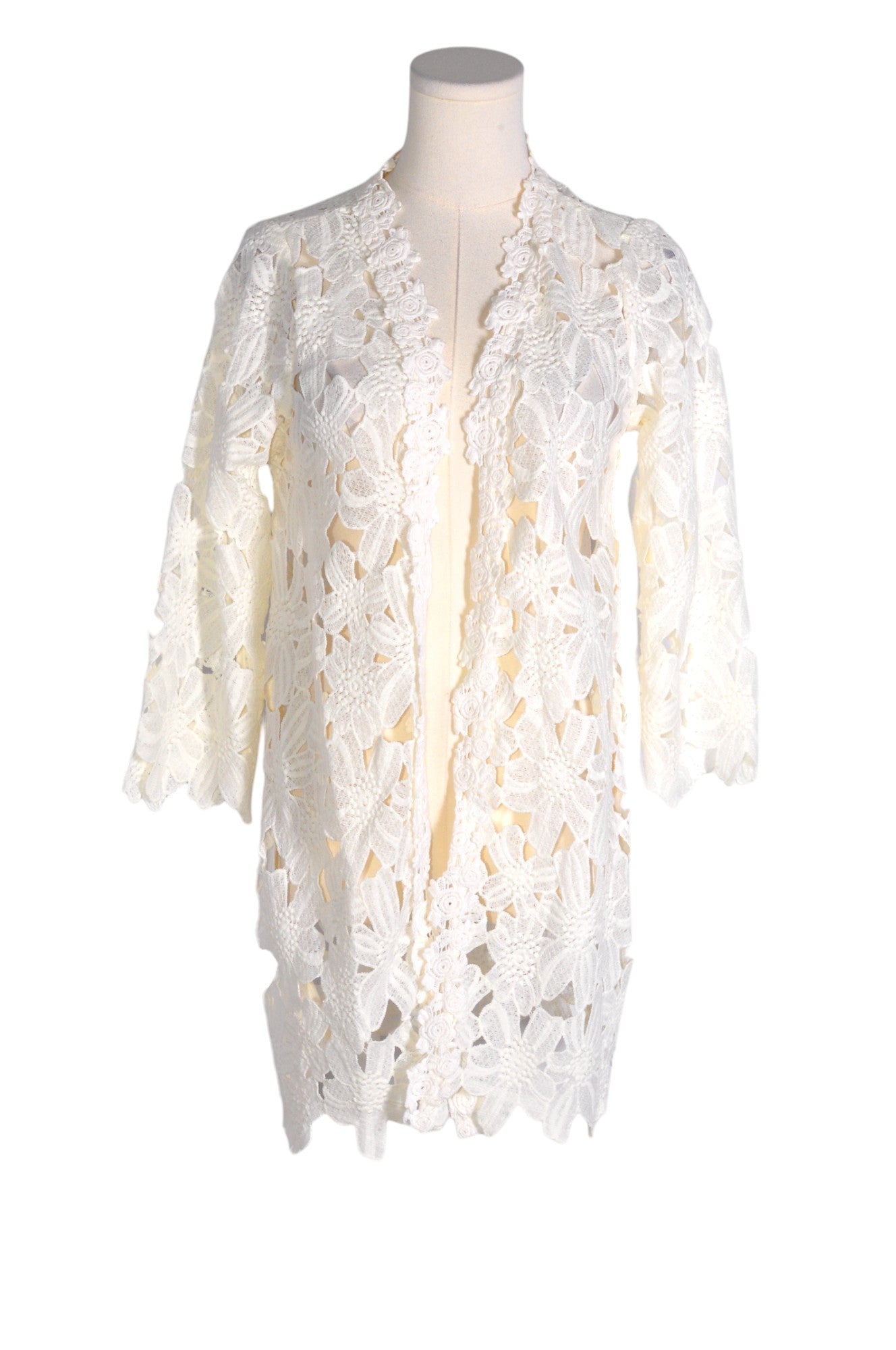 Stylish DOUBLE ZERO Women's White Regular Fit Cardigan - Size M