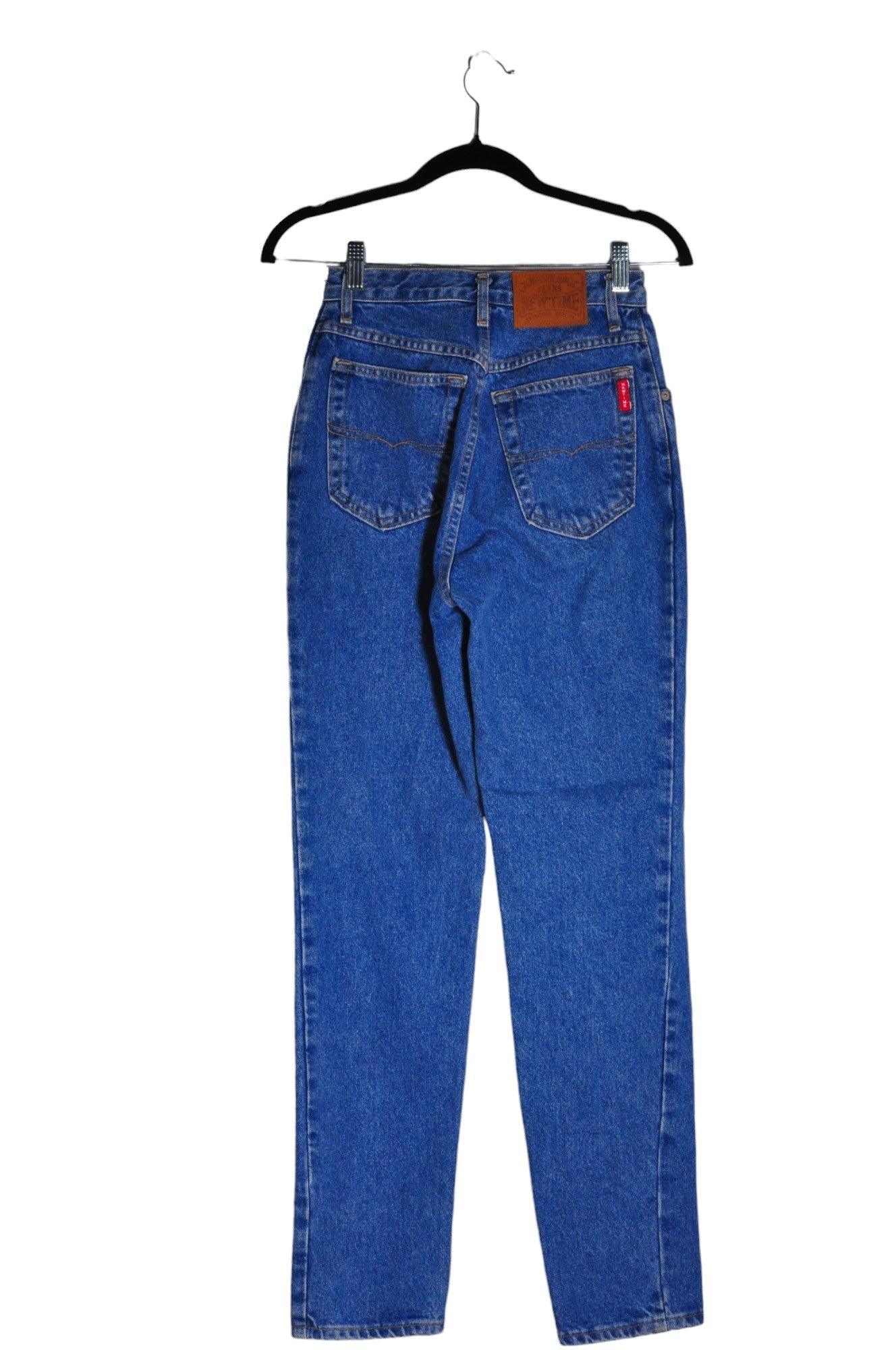 NEW TIME Stylish Women's Blue Regular Fit Straight-Legged Jeans - Size XS