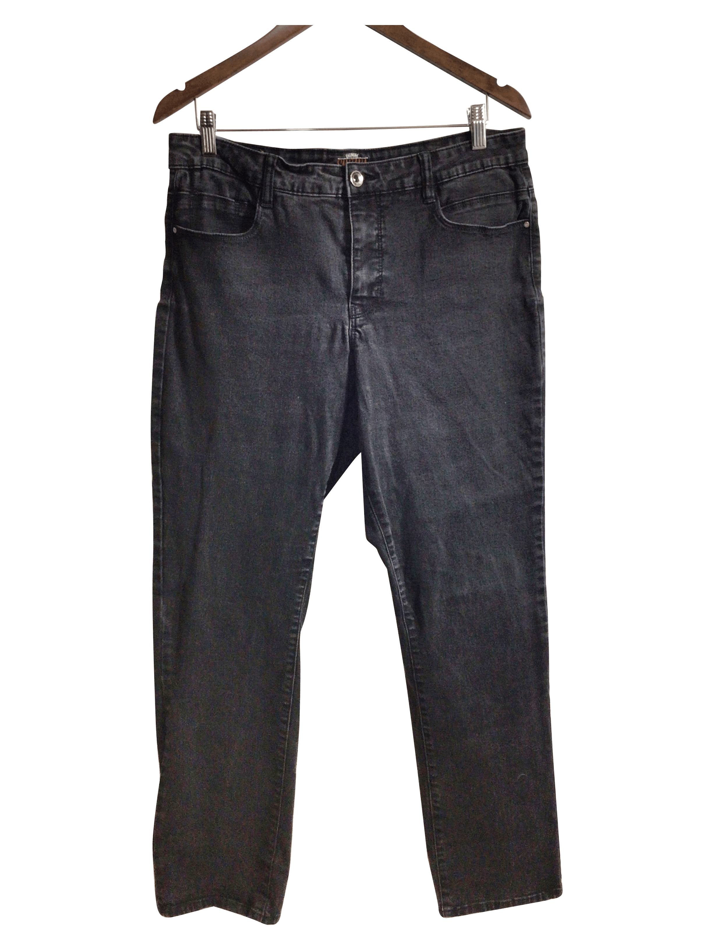 SANTANA JEANS Stylish Women's Black Straight-Legged Regular Fit Jeans - Size 14x32
