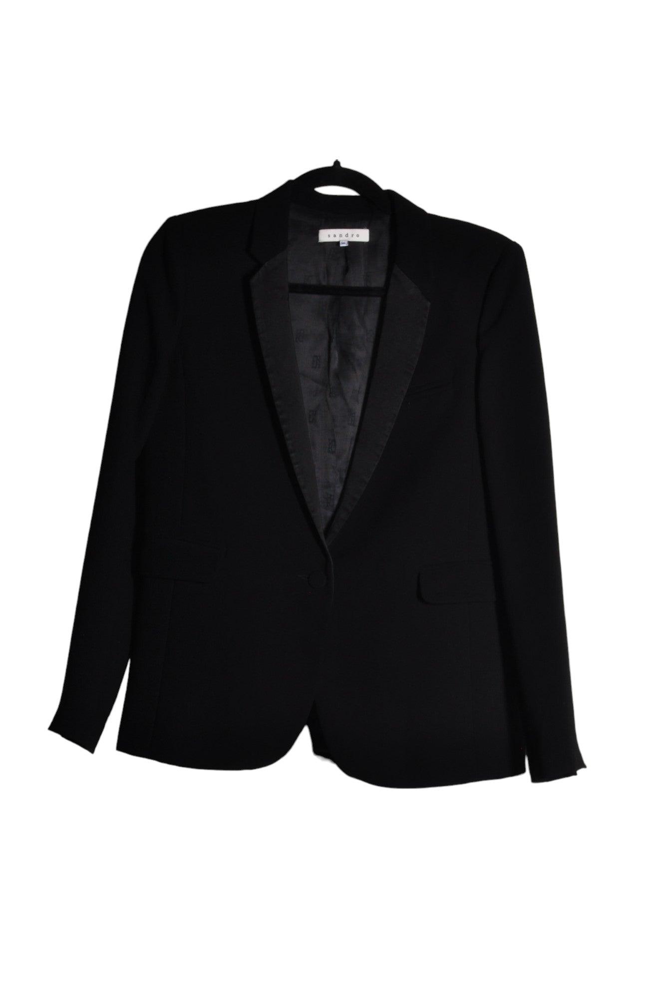 SANDRO Black Regular Fit Second - Hand Blazer Size 36
