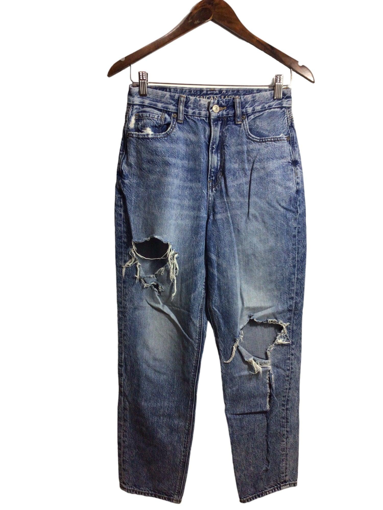 Stylish AMERICAN EAGLE Women's Blue Regular Fit Straight-Legged Jeans - Size XS