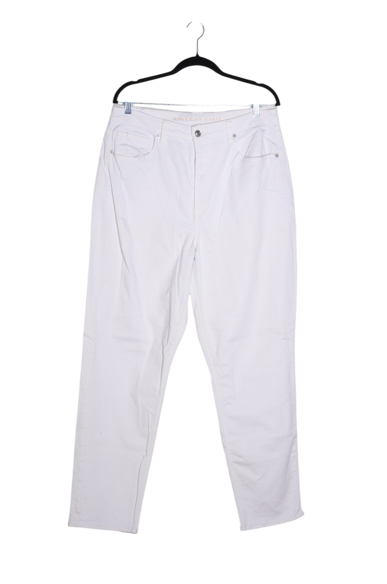 Stylish AMERICAN EAGLE Women's White Regular-Fit Straight-Legged Jeans - Size 14