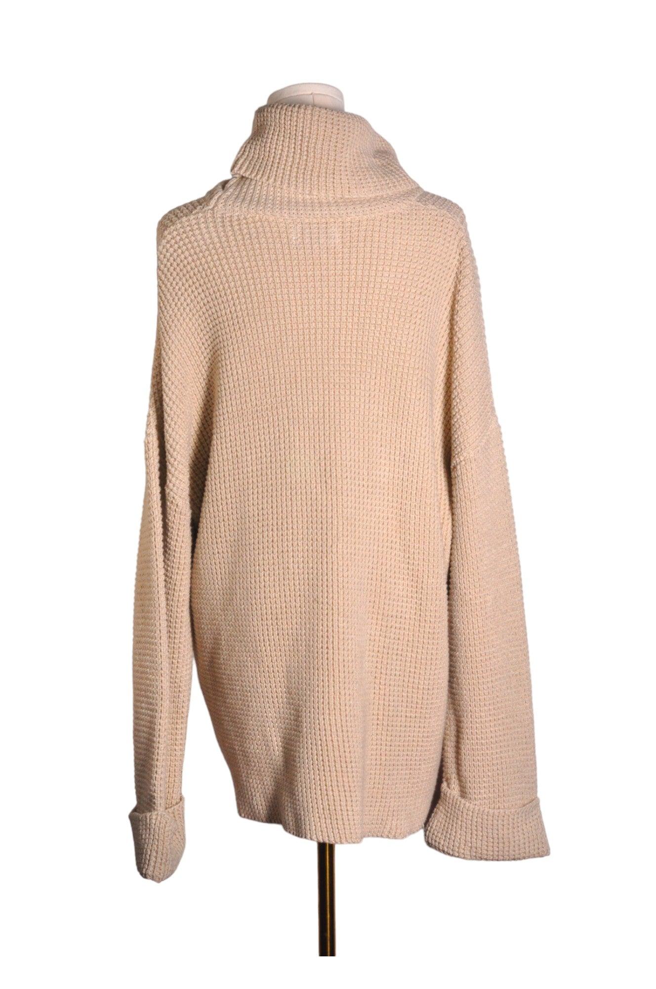 NEON BUDDHA Stylish Women's Beige Turtleneck Tops with Regular Fit - Size XL