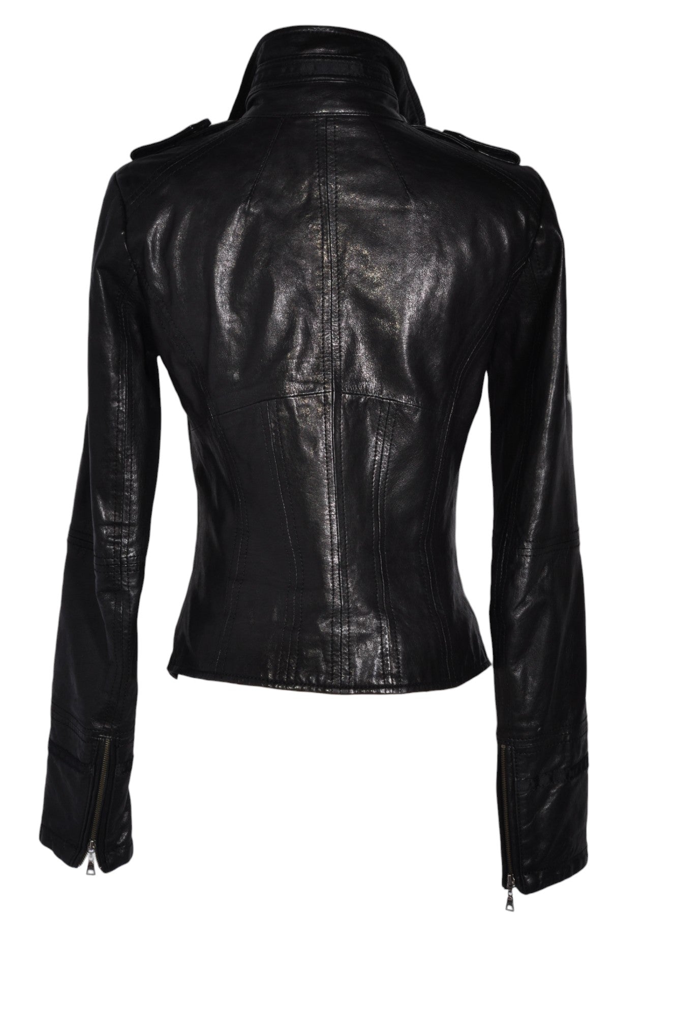 DANIER Stylish Women's Regular-Fit Black Leather Coat - Size XS