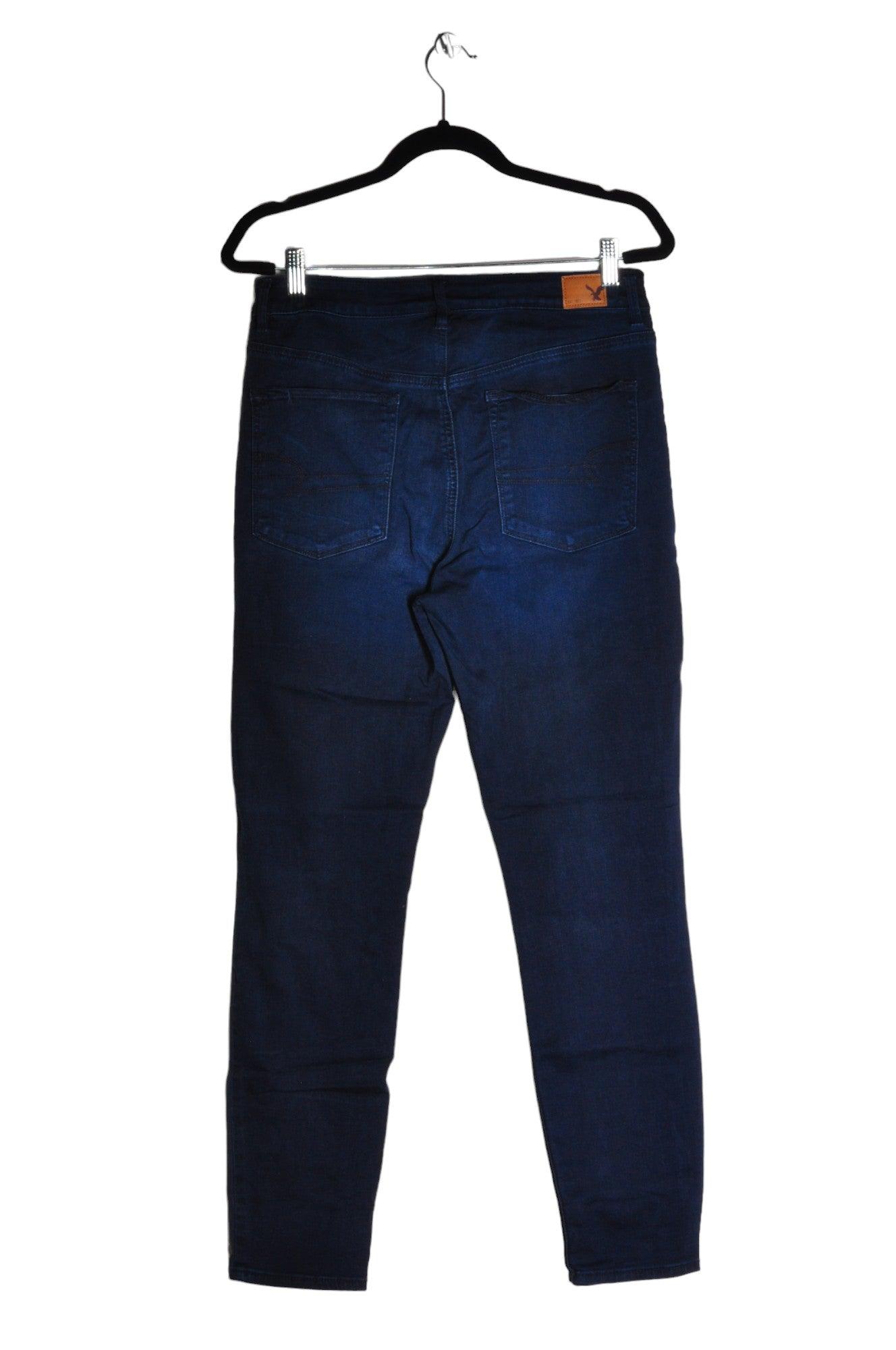 Stylish AMERICAN EAGLE Women's Blue Regular Fit Straight-Legged Jeans - Size 12