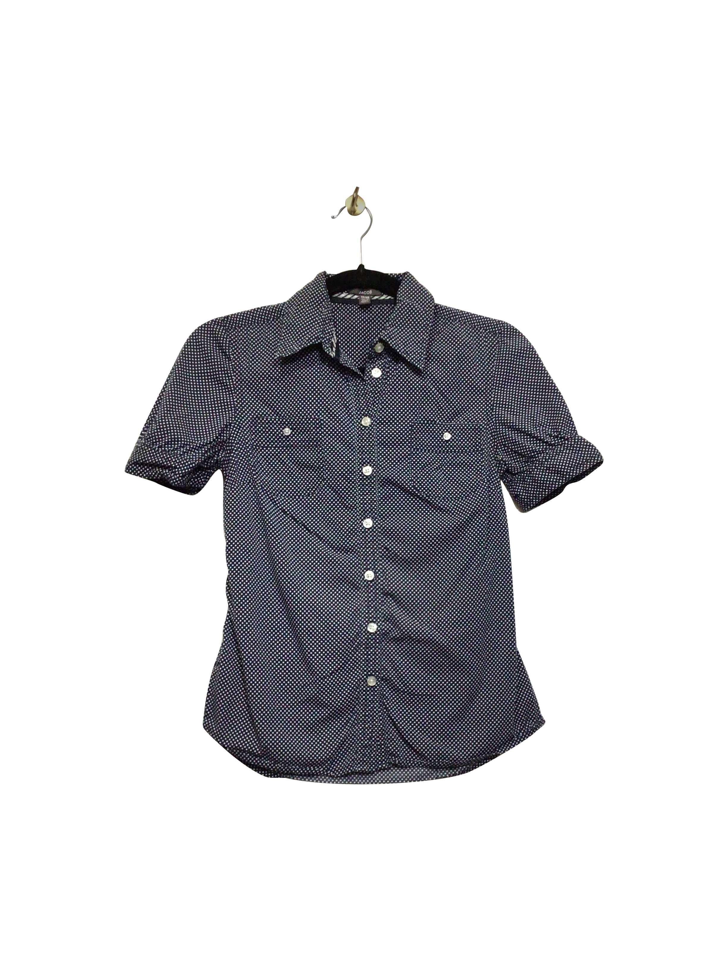 JACOB Stylish Regular Fit Blue Button-down Top - XS