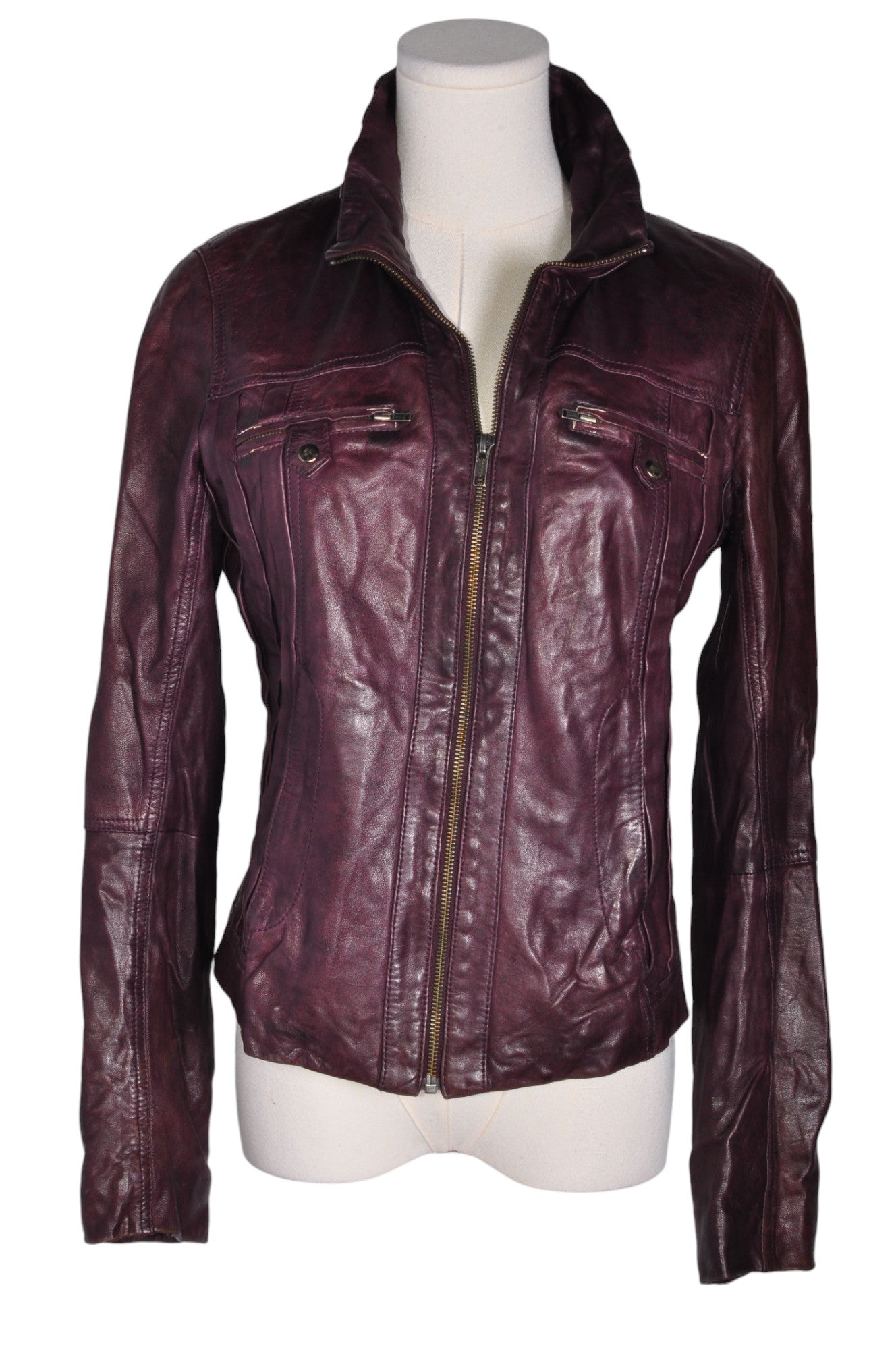 DANIER Stylish Purple Regular-fit Women's Leather Jacket - Size 38