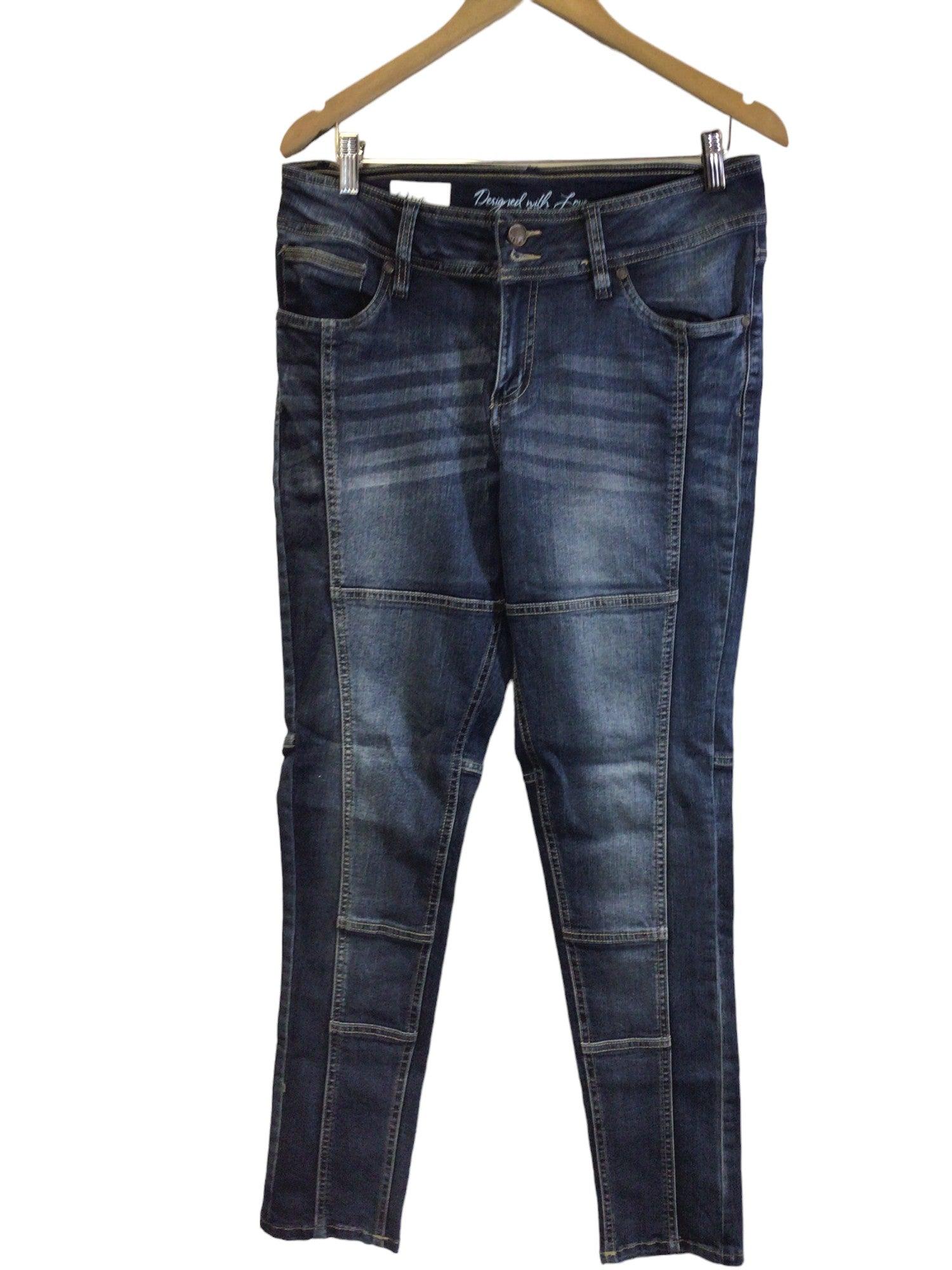 JEANIOLOGIE Women's Blue Regular Fit Straight-Legged Second-Hand Jeans - Size 32