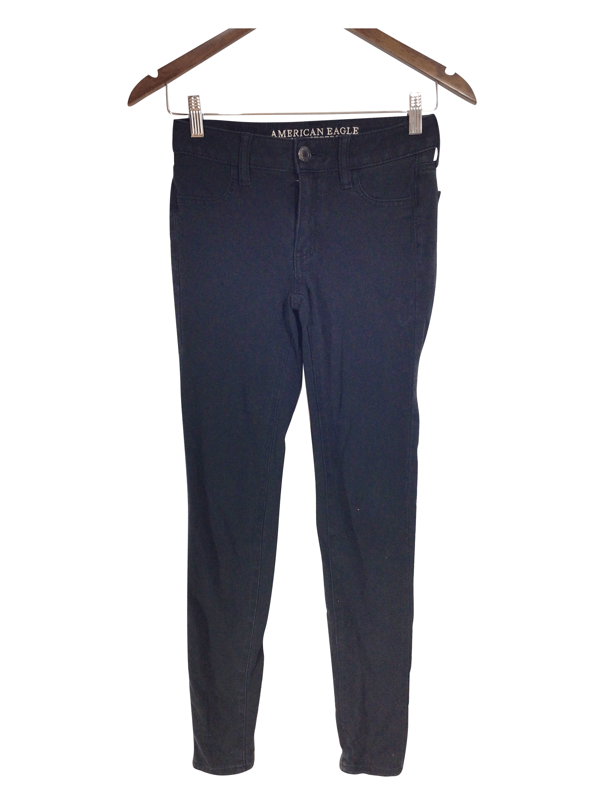 AMERICAN EAGLE Stylish Women's Black Regular-Fit Straight-Legged Jeans Size 2
