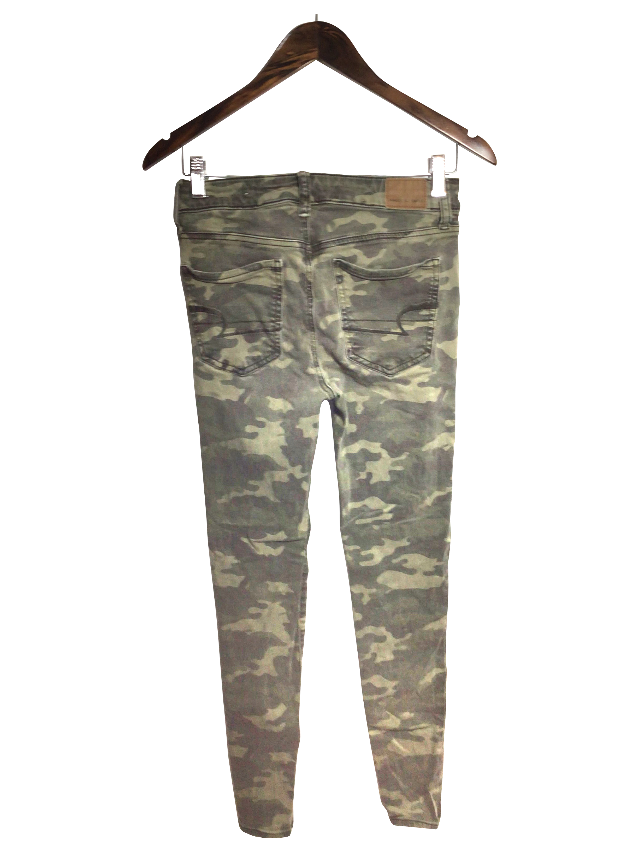 AMERICAN EAGLE Stylish Women's Green Regular Fit Straight-Legged Jeans - Size 4