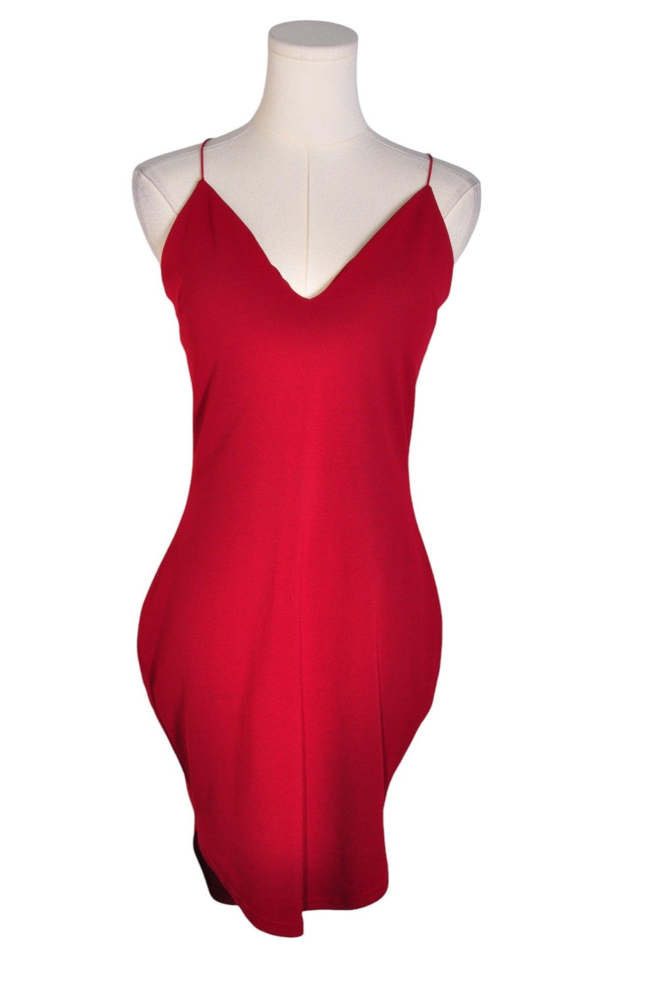 BOOHOO Stylish Women's Red Regular Fit Bodycon Dress - Size 8