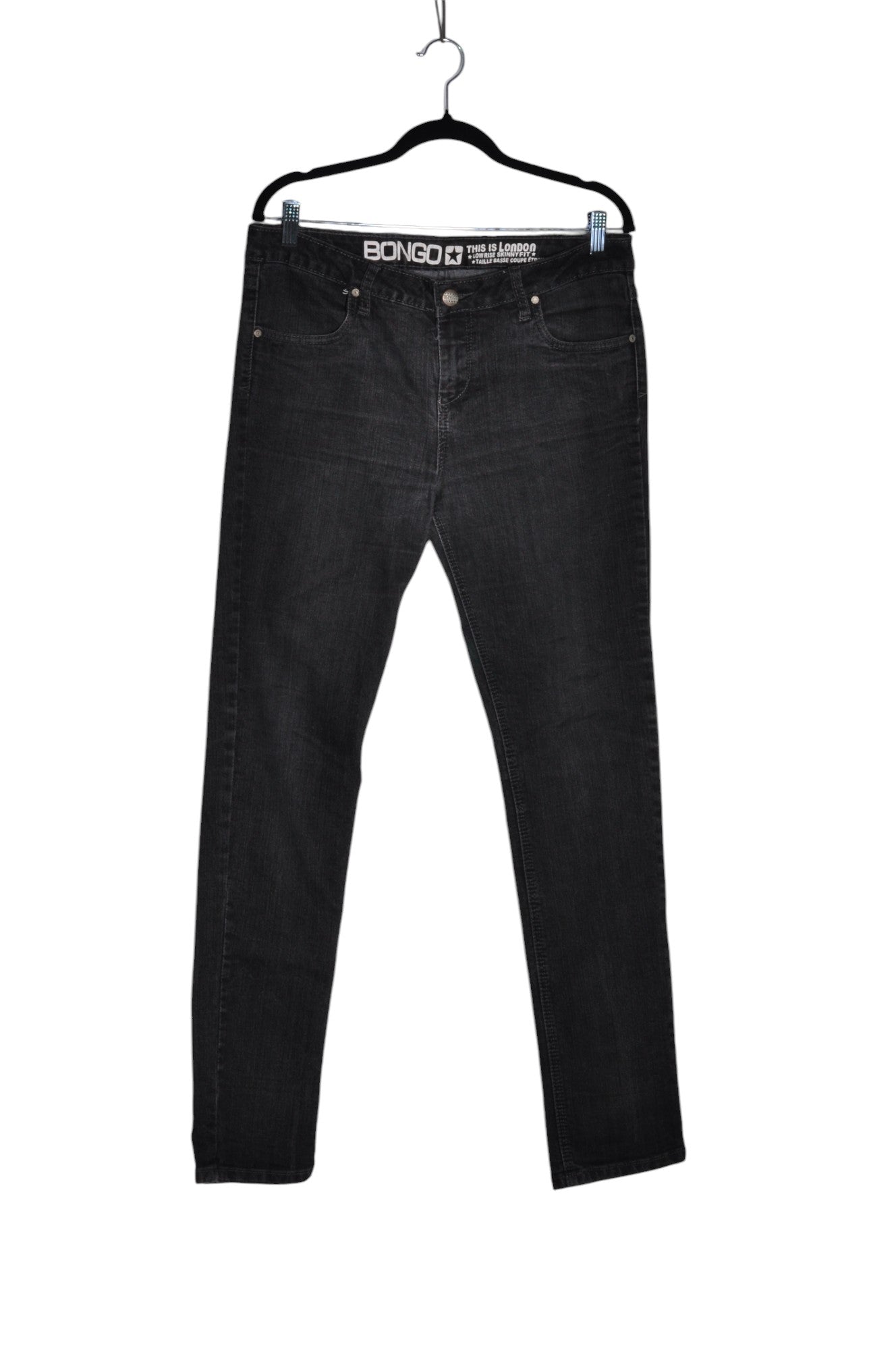 BONGO Stylish Women's Black Straight-Legged Regular Fit Jeans - Size 13