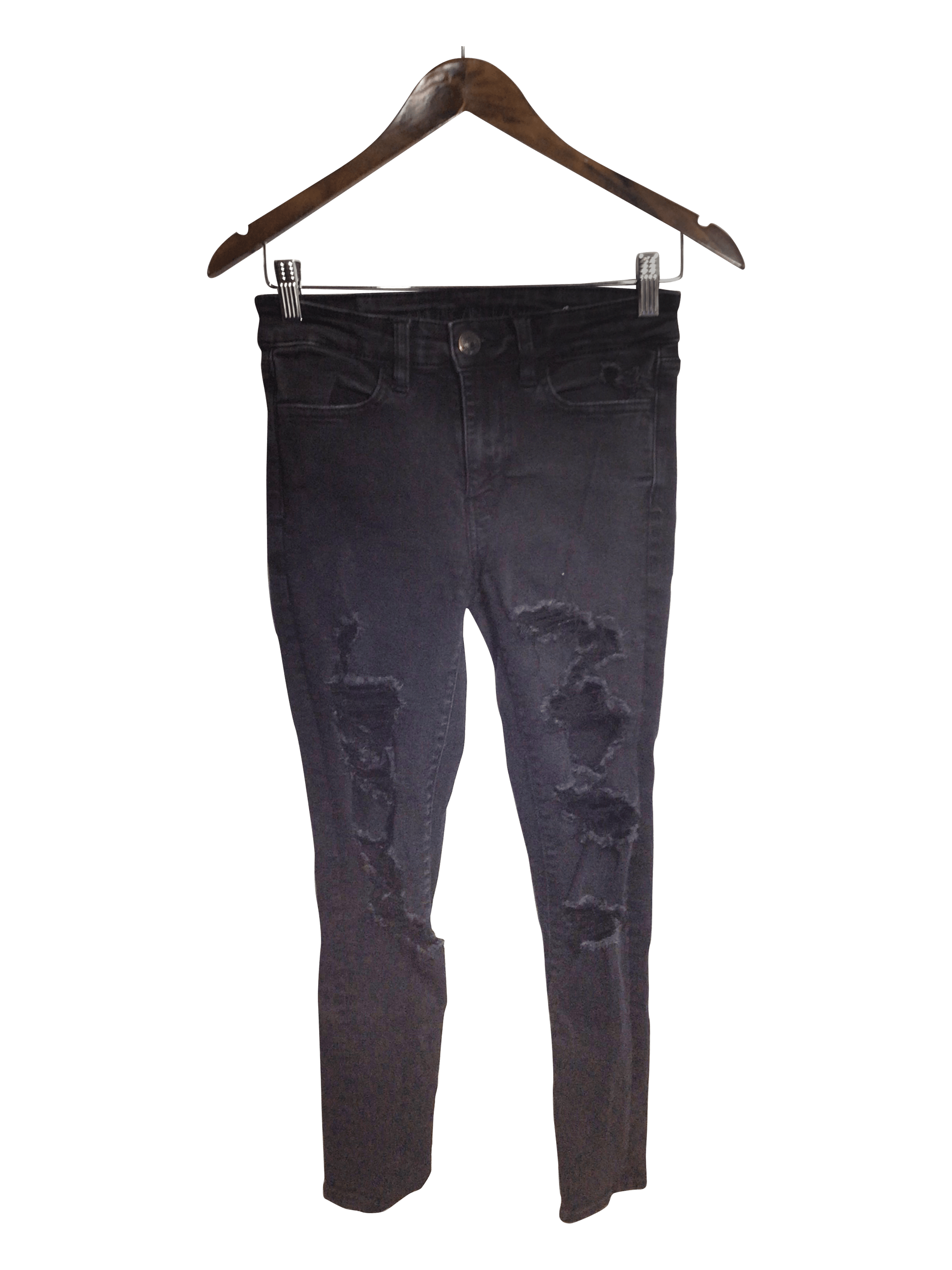 Stylish AMERICAN EAGLE Women's Regular Fit Black Straight-Legged Jeans - Size 4