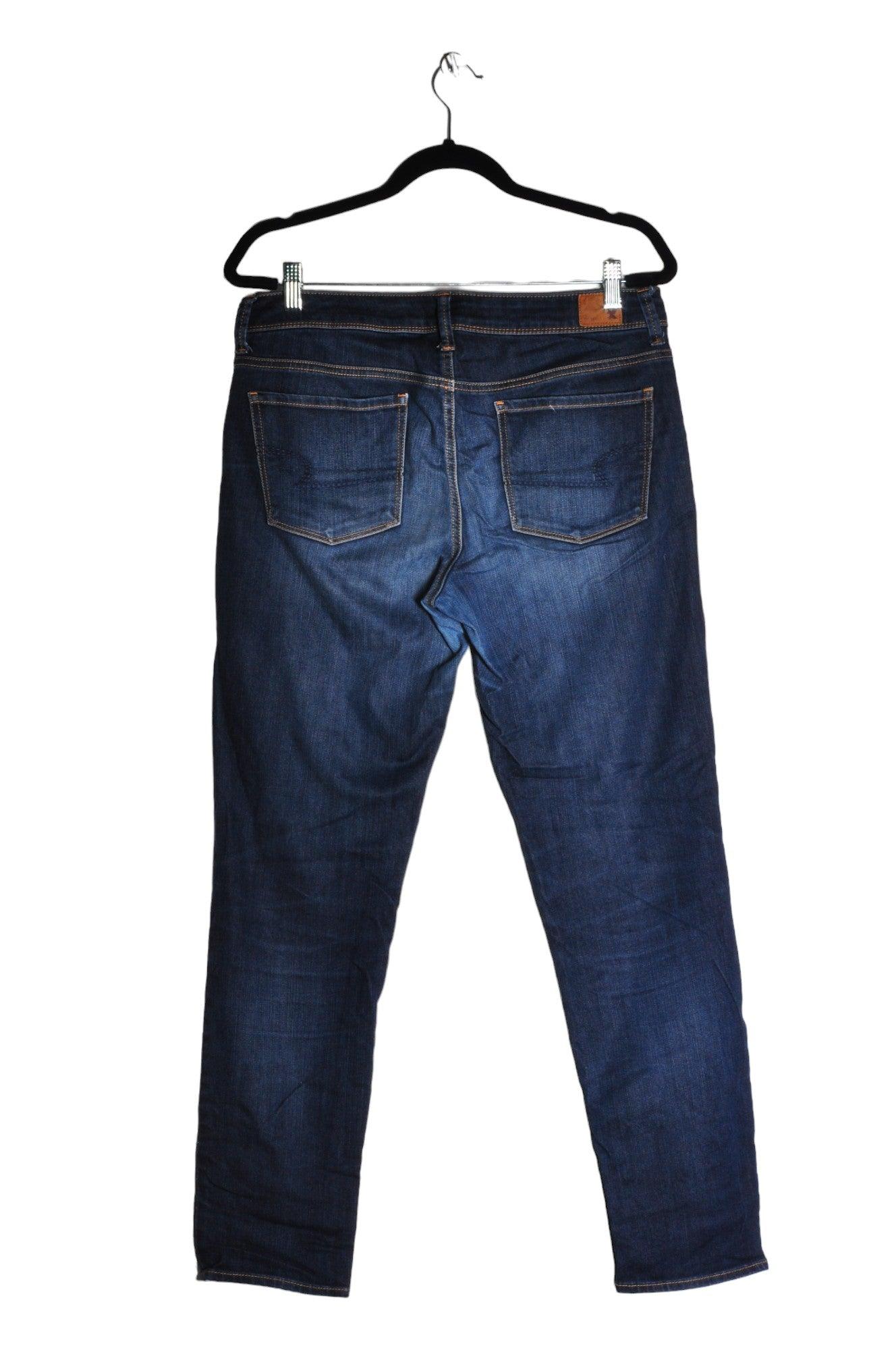 Stylish AMERICAN EAGLE Women's Blue Regular Fit Straight-Legged Jeans - Size 12