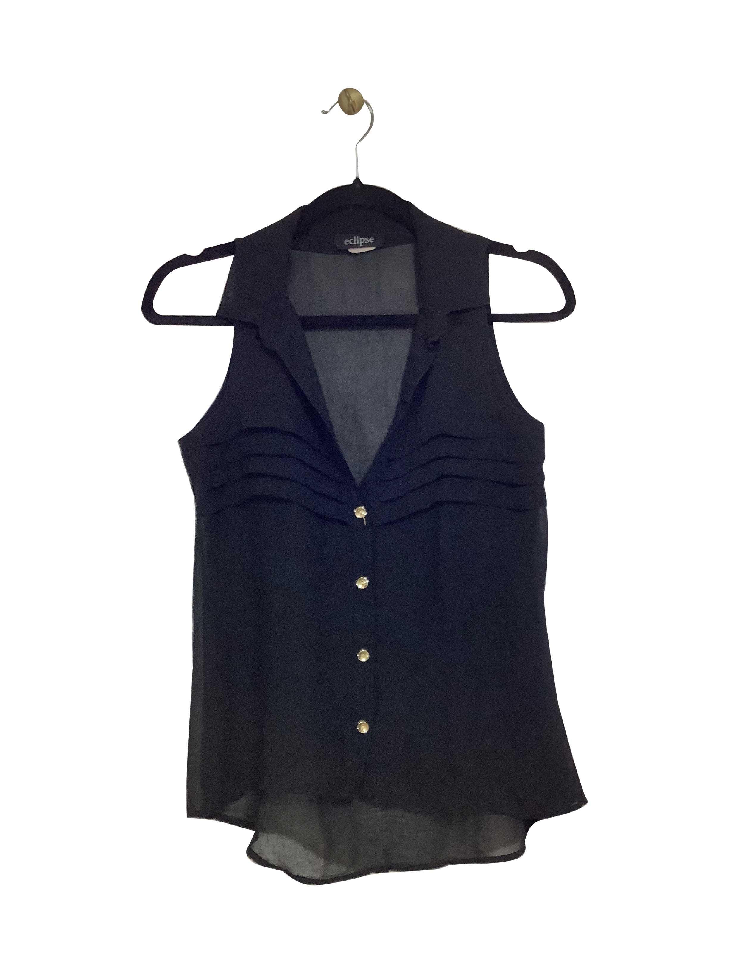 ECLIPSE Stylish Regular Fit Black Button-down Top - Size XS