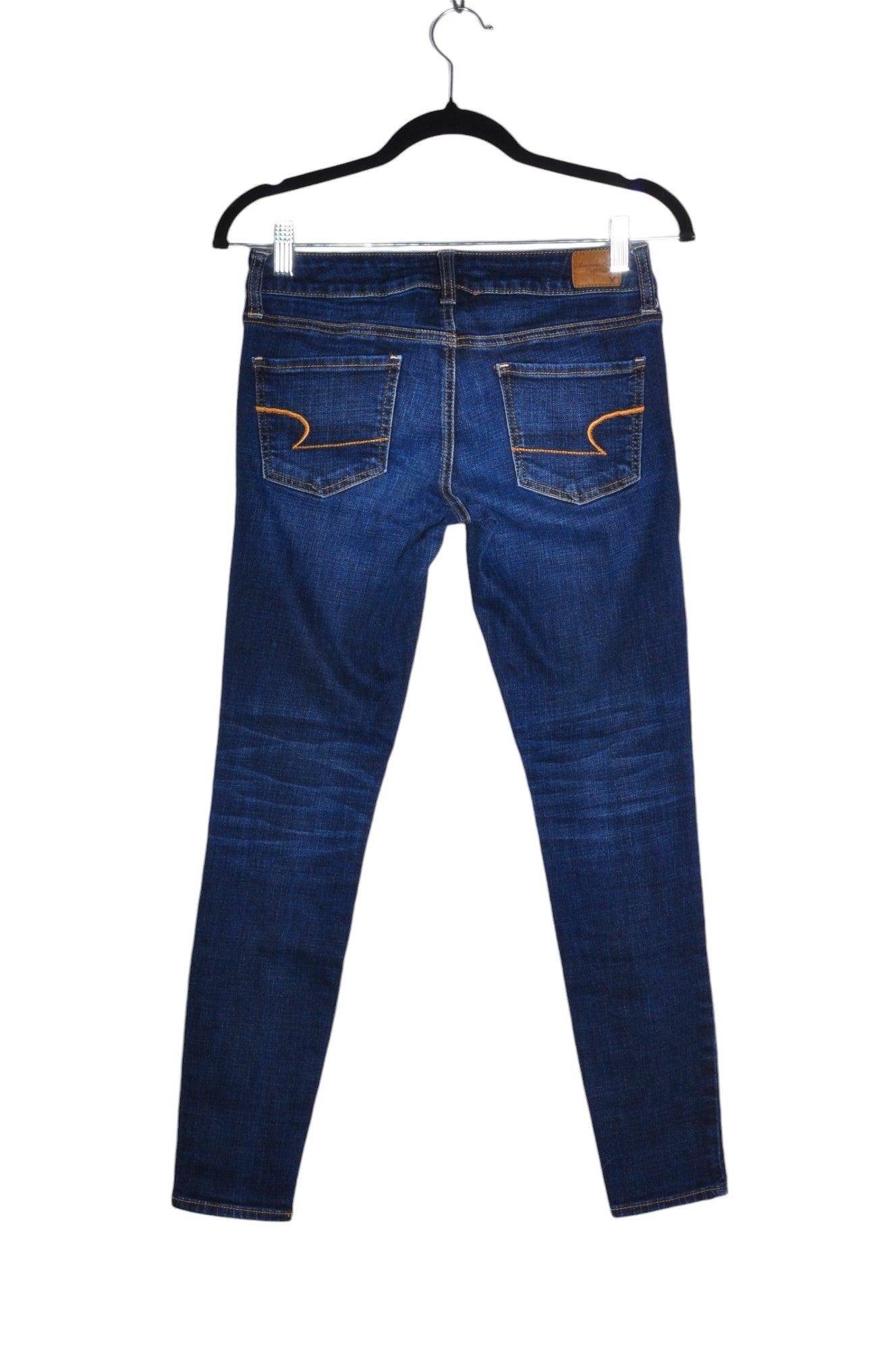 AMERICAN EAGLE Stylish Women's Blue Regular Fit Straight-Legged Jeans - Size 4