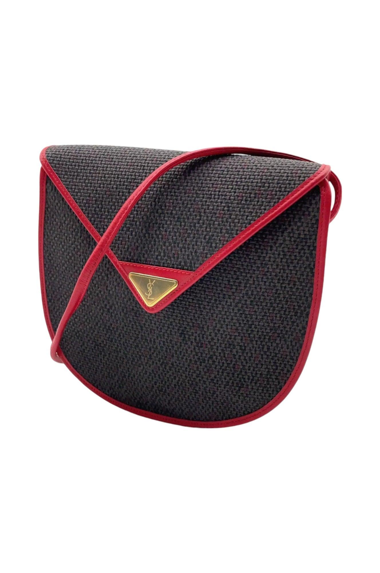 Saint Laurent Gray/Red Pochette NS080768 Stylish Shoulder Bag