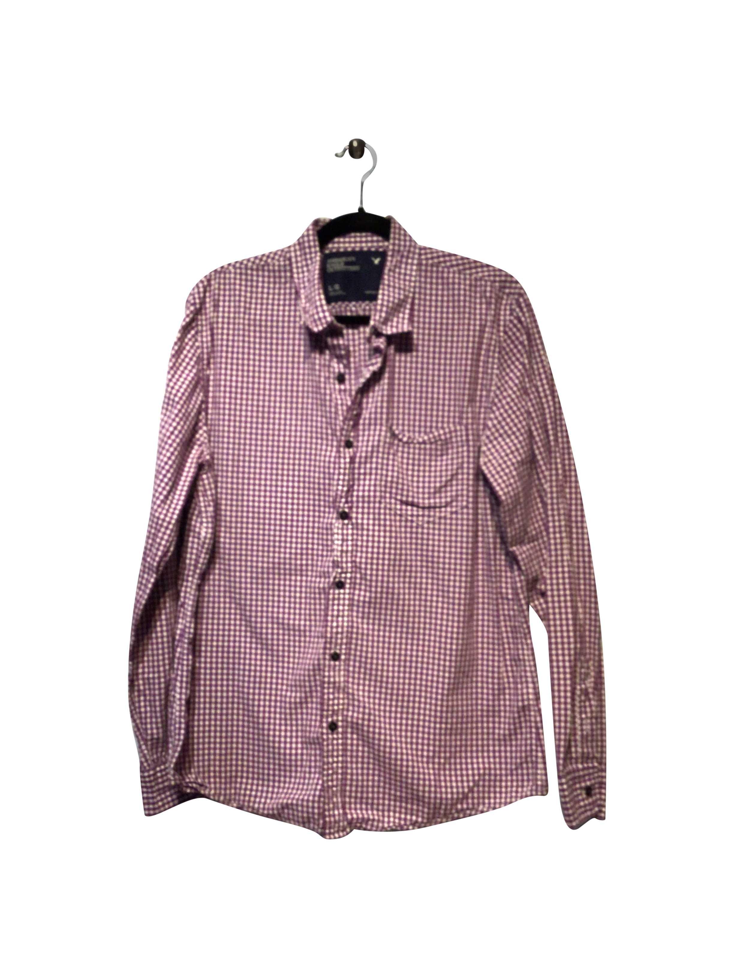 Stylish AMERICAN EAGLE Purple Regular Fit Button - down Long - Sleeve Top in Size L