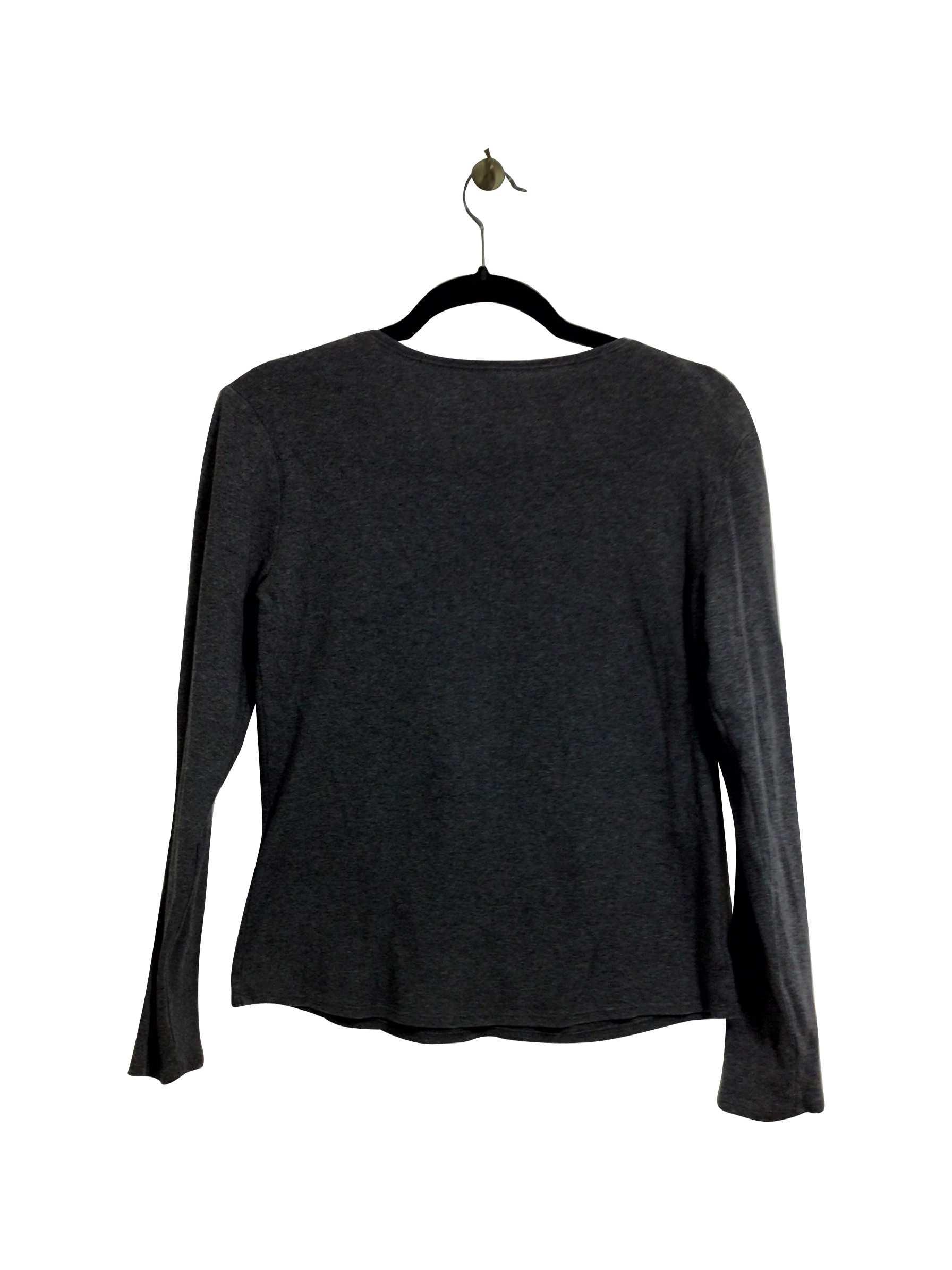 ANN TAYLOR Stylish Regular Fit Gray Long Sleeve V-Neck T-shirt - Size M