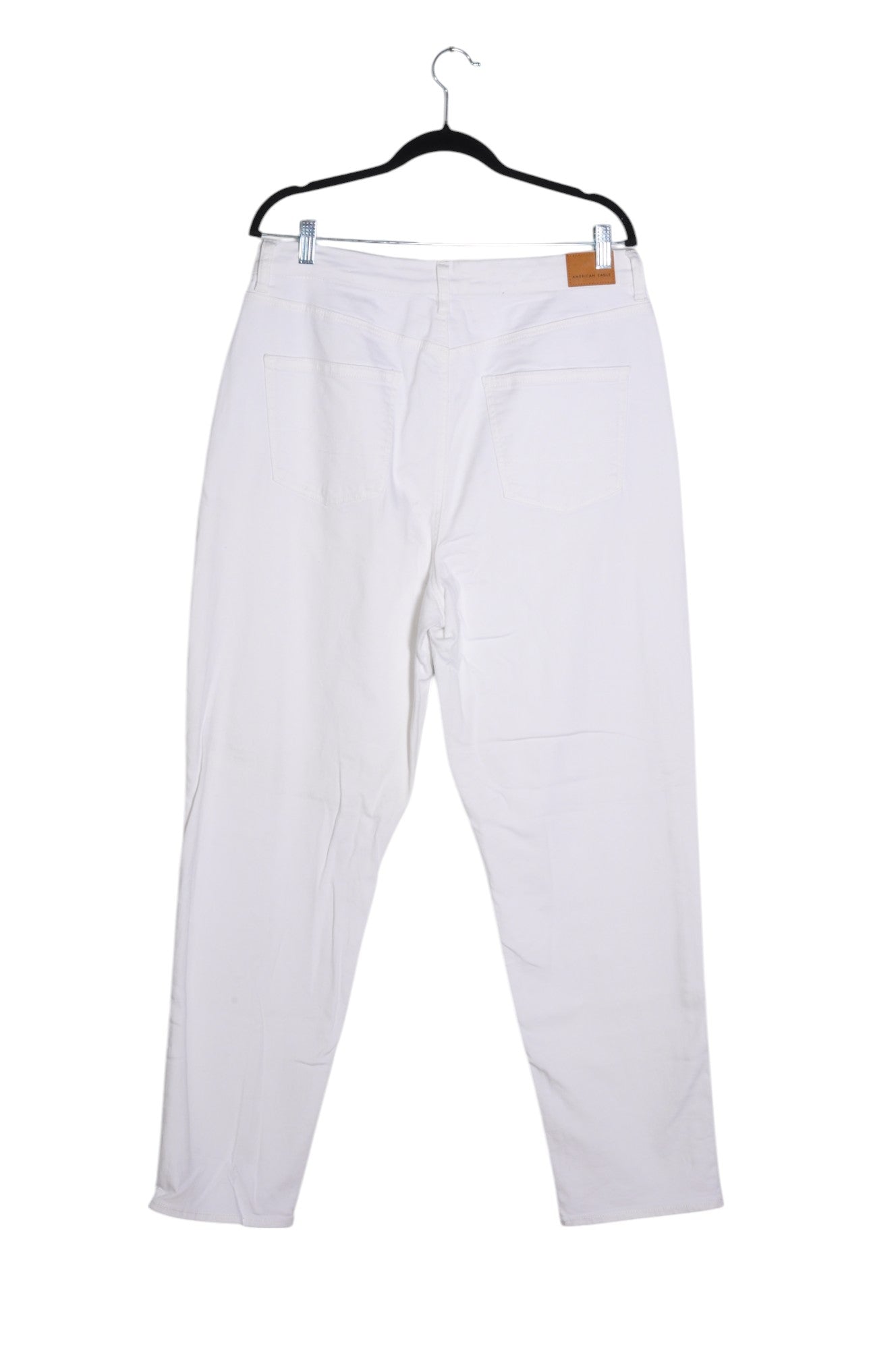 Stylish AMERICAN EAGLE Women's White Regular-Fit Straight-Legged Jeans - Size 14