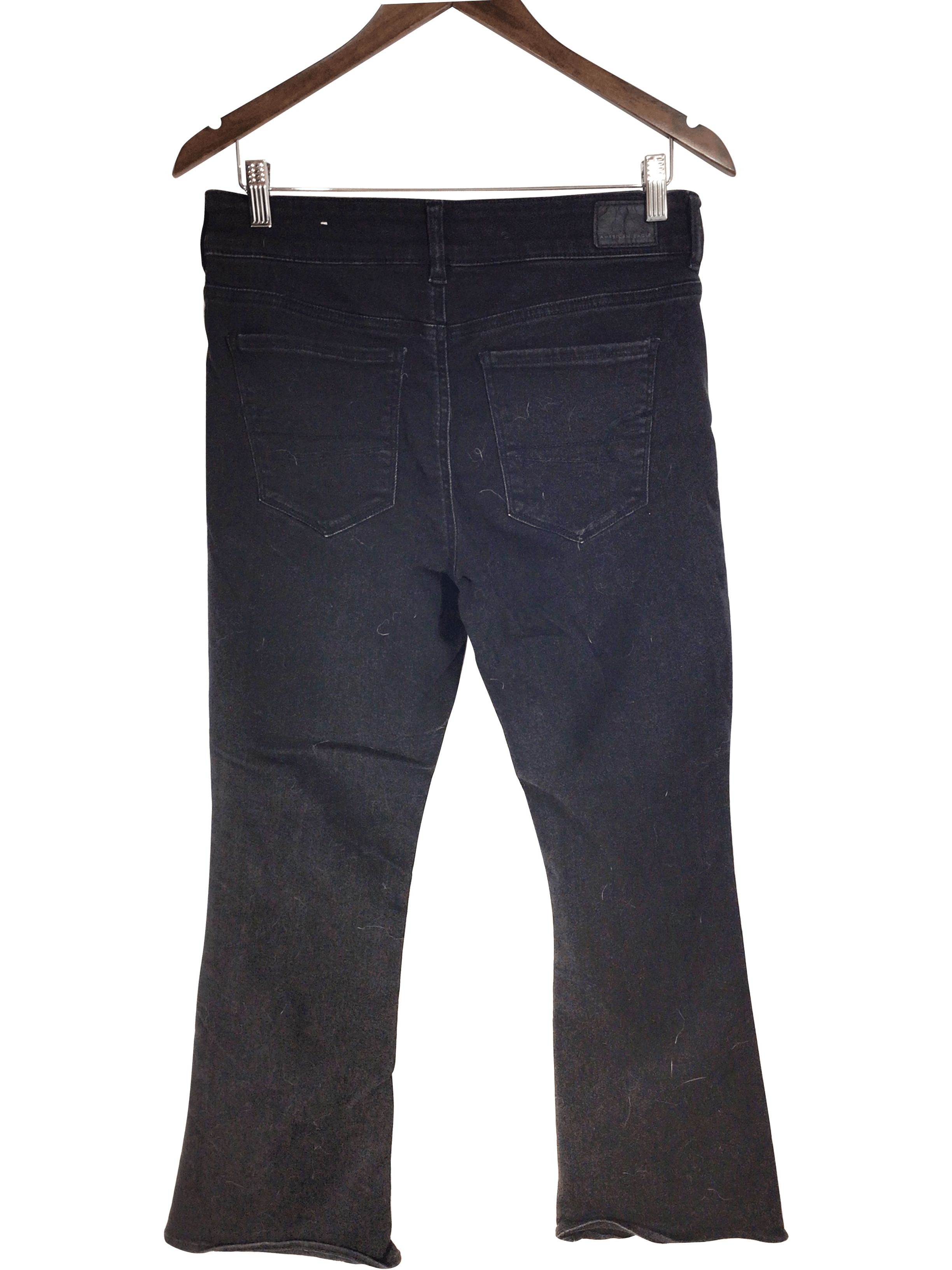 Trendy AMERICAN EAGLE Women's Regular Fit Black Straight-Legged Jeans - Size 10