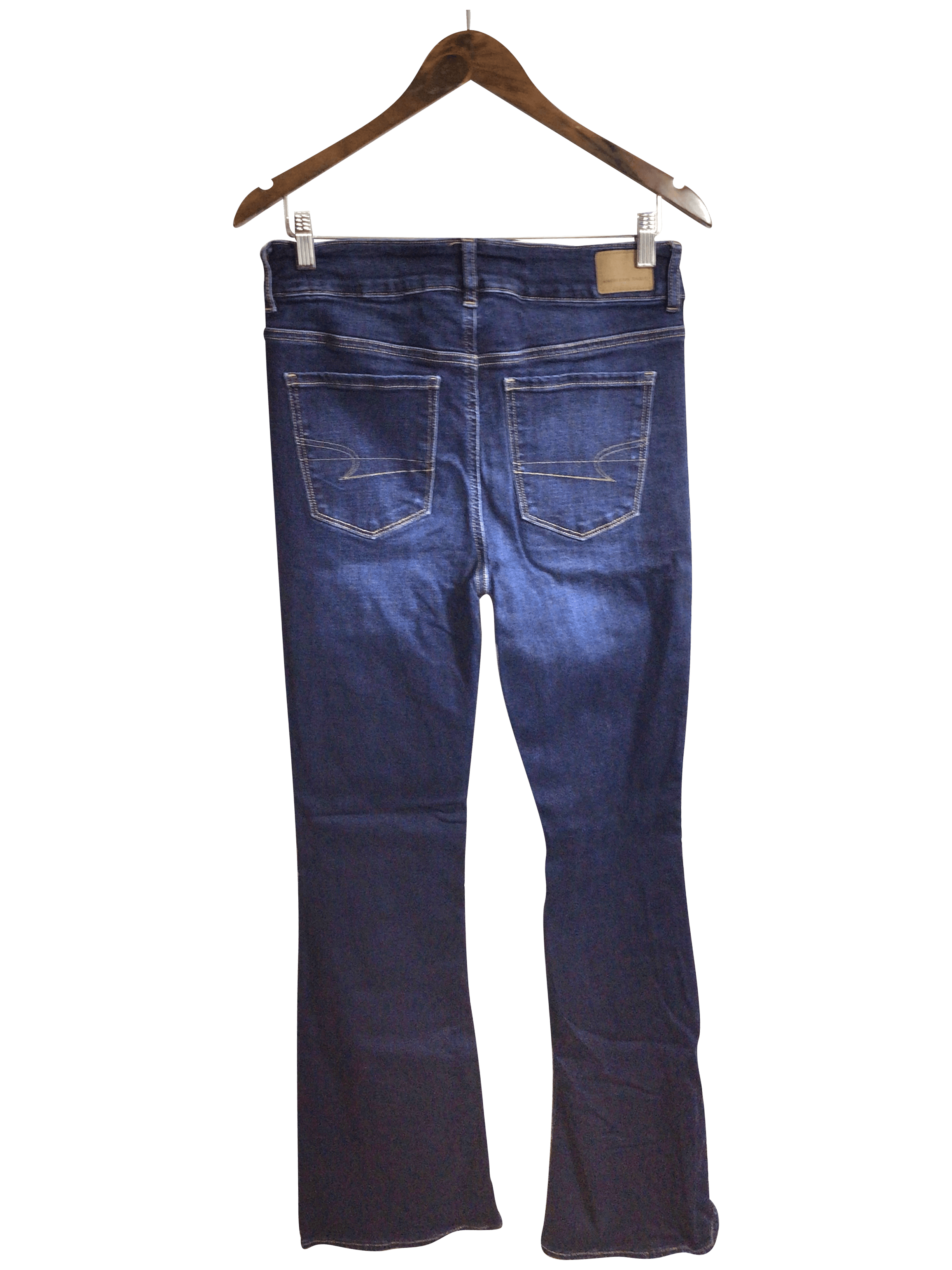 Trendy AMERICAN EAGLE Women's Blue Regular Fit Straight-Legged Jeans - Size 10