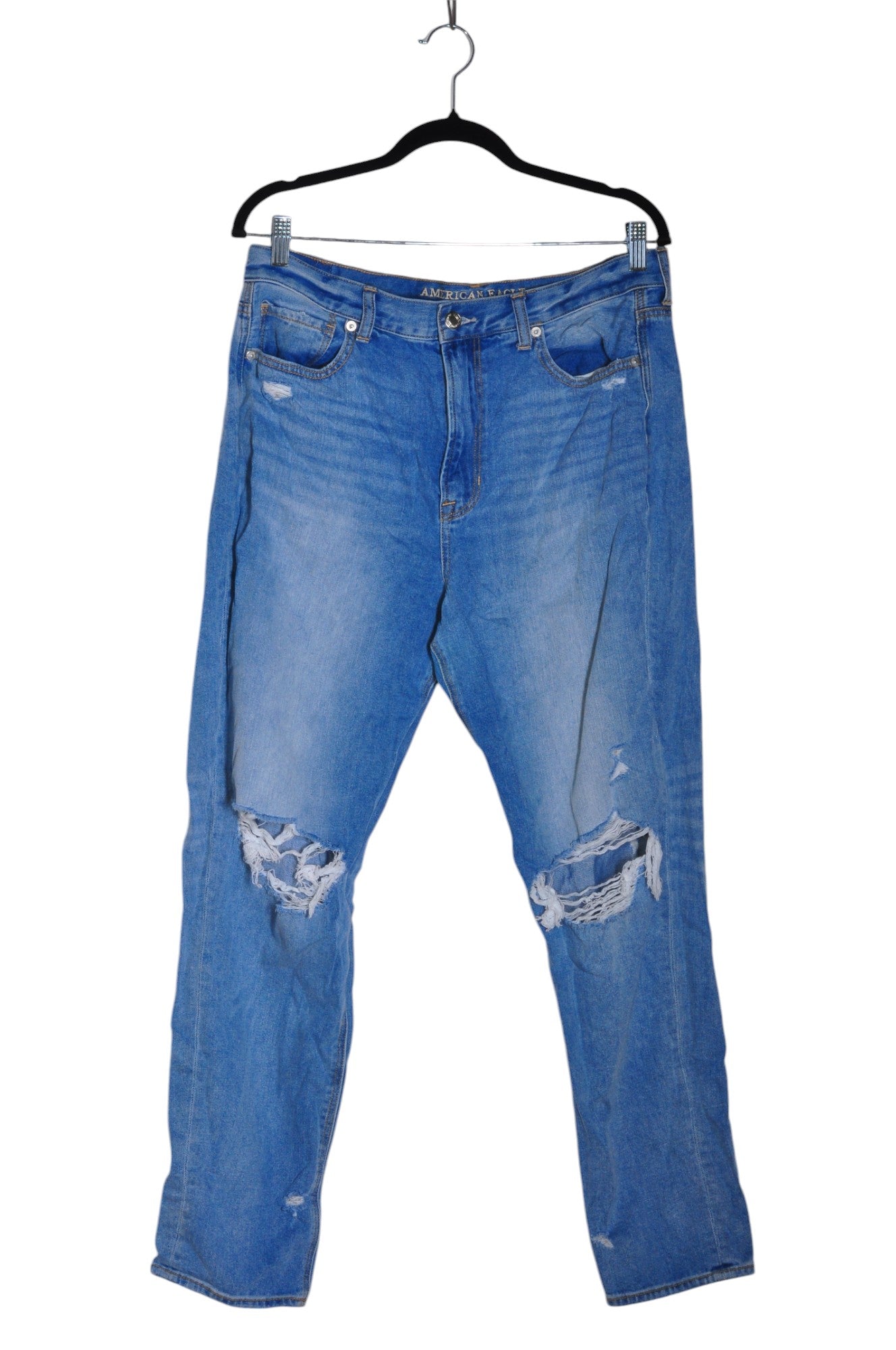 Second Hand AMERICAN EAGLE Women's Regular Fit Blue Straight-Legged Jeans Size 14
