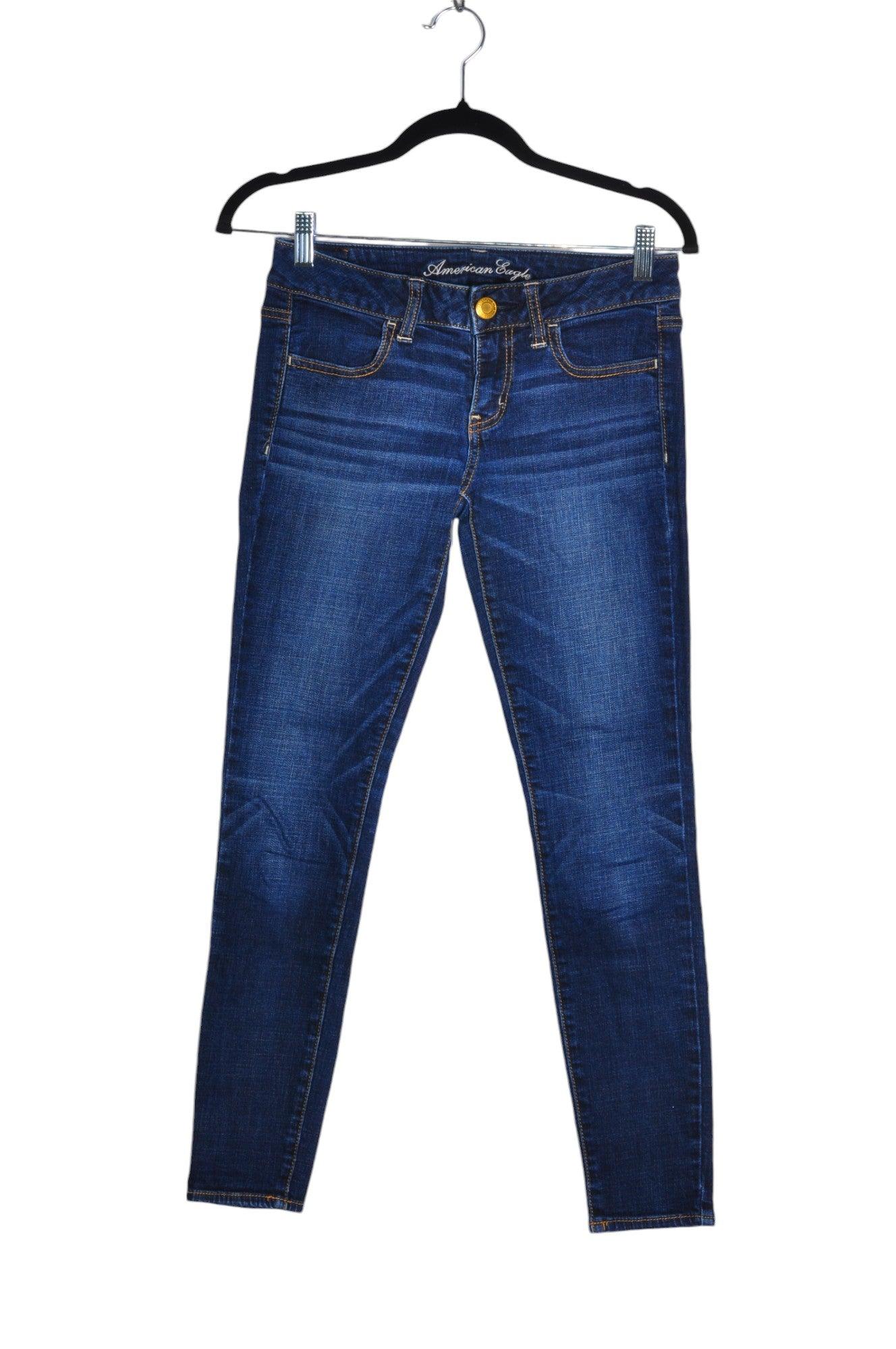 AMERICAN EAGLE Stylish Women's Blue Regular Fit Straight-Legged Jeans - Size 4