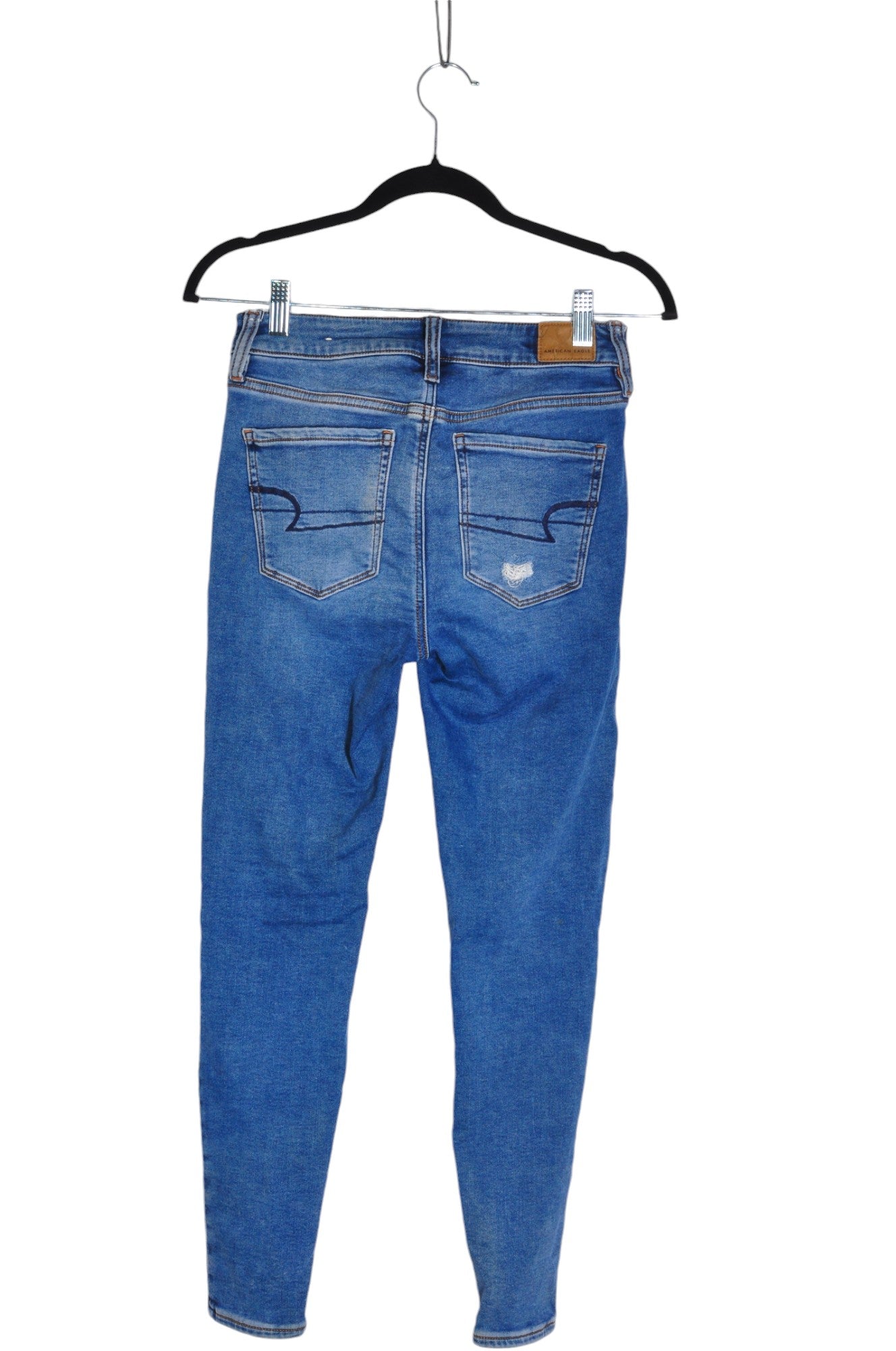 AMERICAN EAGLE Stylish Women's Blue Straight-Legged Regular Fit Jeans - Size 4
