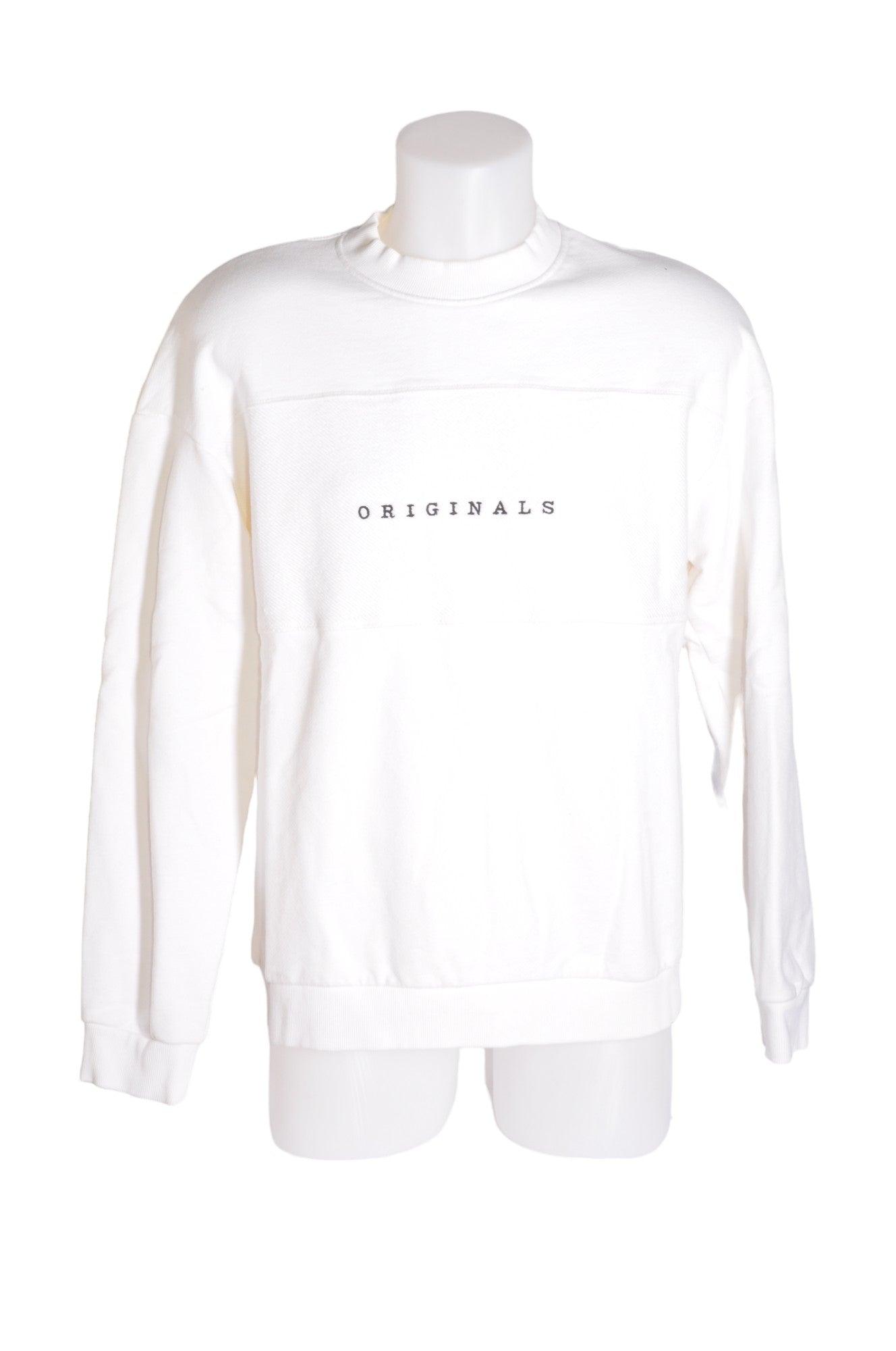 JACK AND JONES Stylish Men's White Regular Fit Long Sleeve T-Shirt - Size L