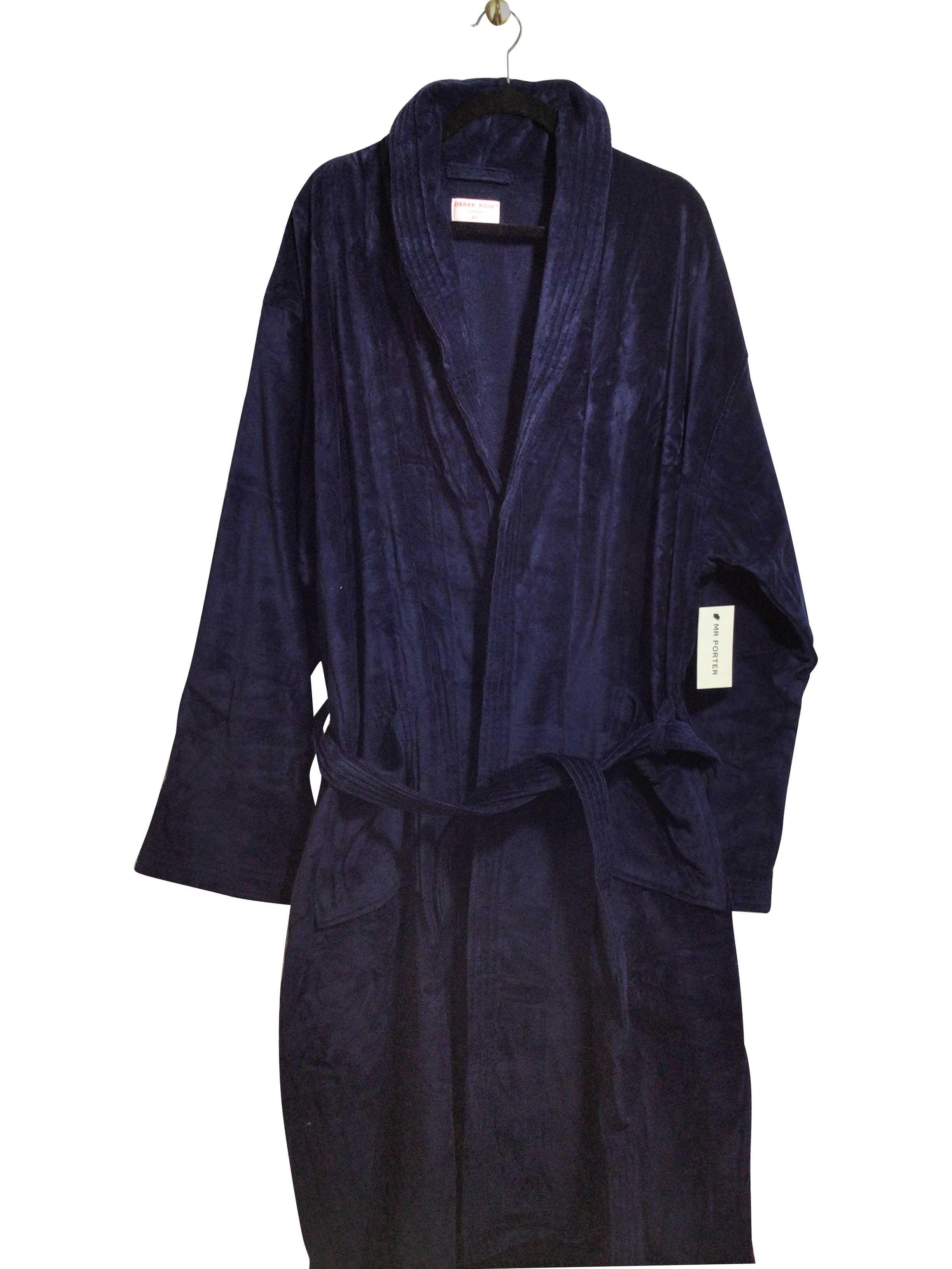 DEREK ROSE Stylish Regular Fit Blue Lingerie Robe - XL