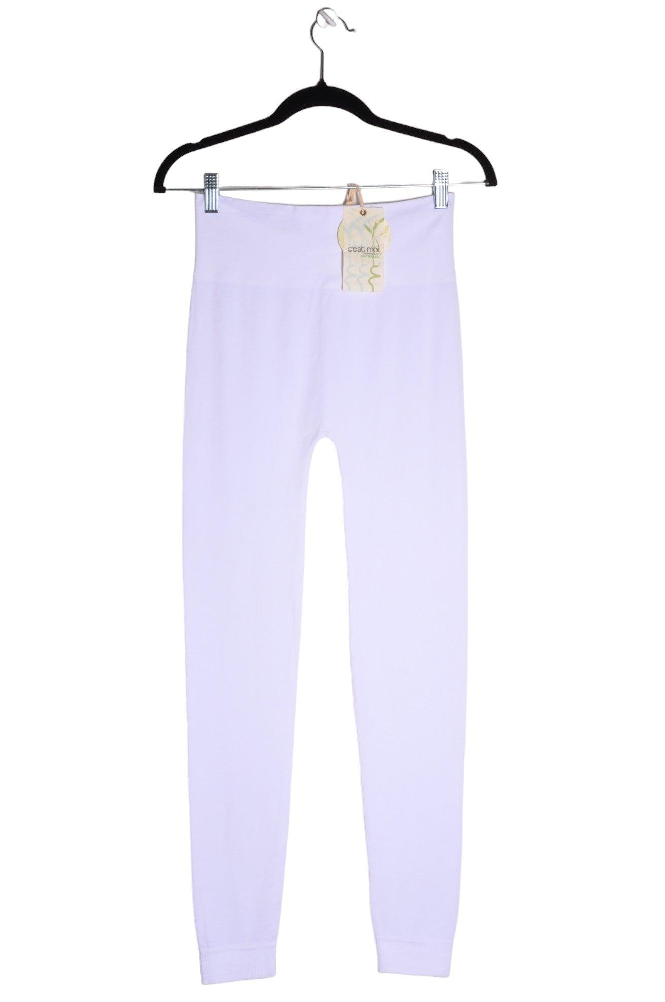 C'EST MOI Women's Premium White Regular Fit Activewear Leggings - Size S