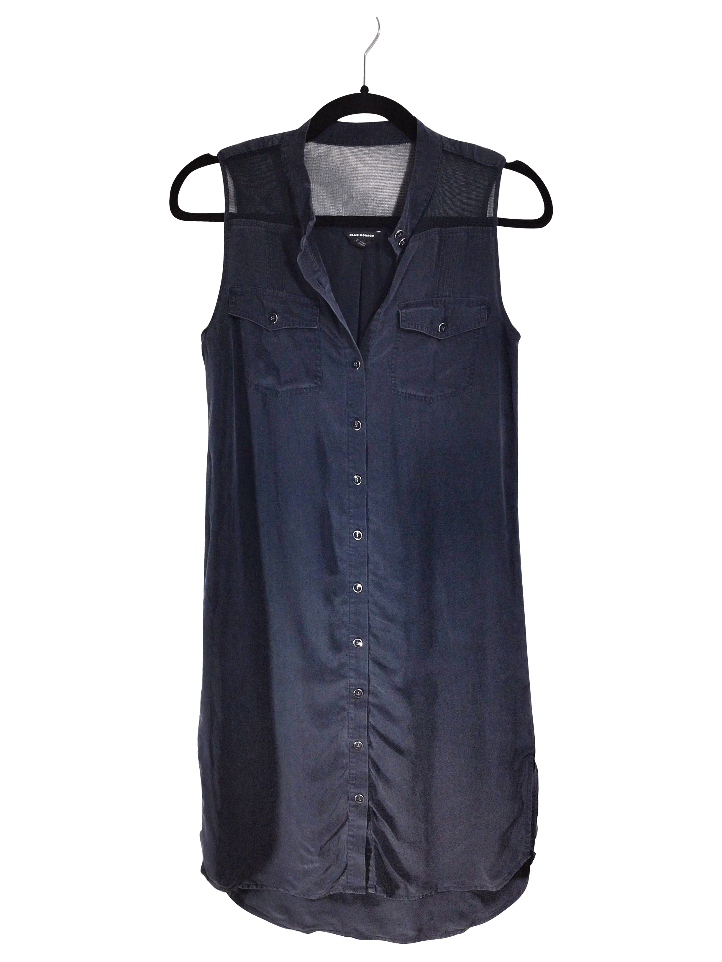 CLUB MONACO Stylish Women's Blue Regular Fit Size 0 Second-Hand Shirt Dress