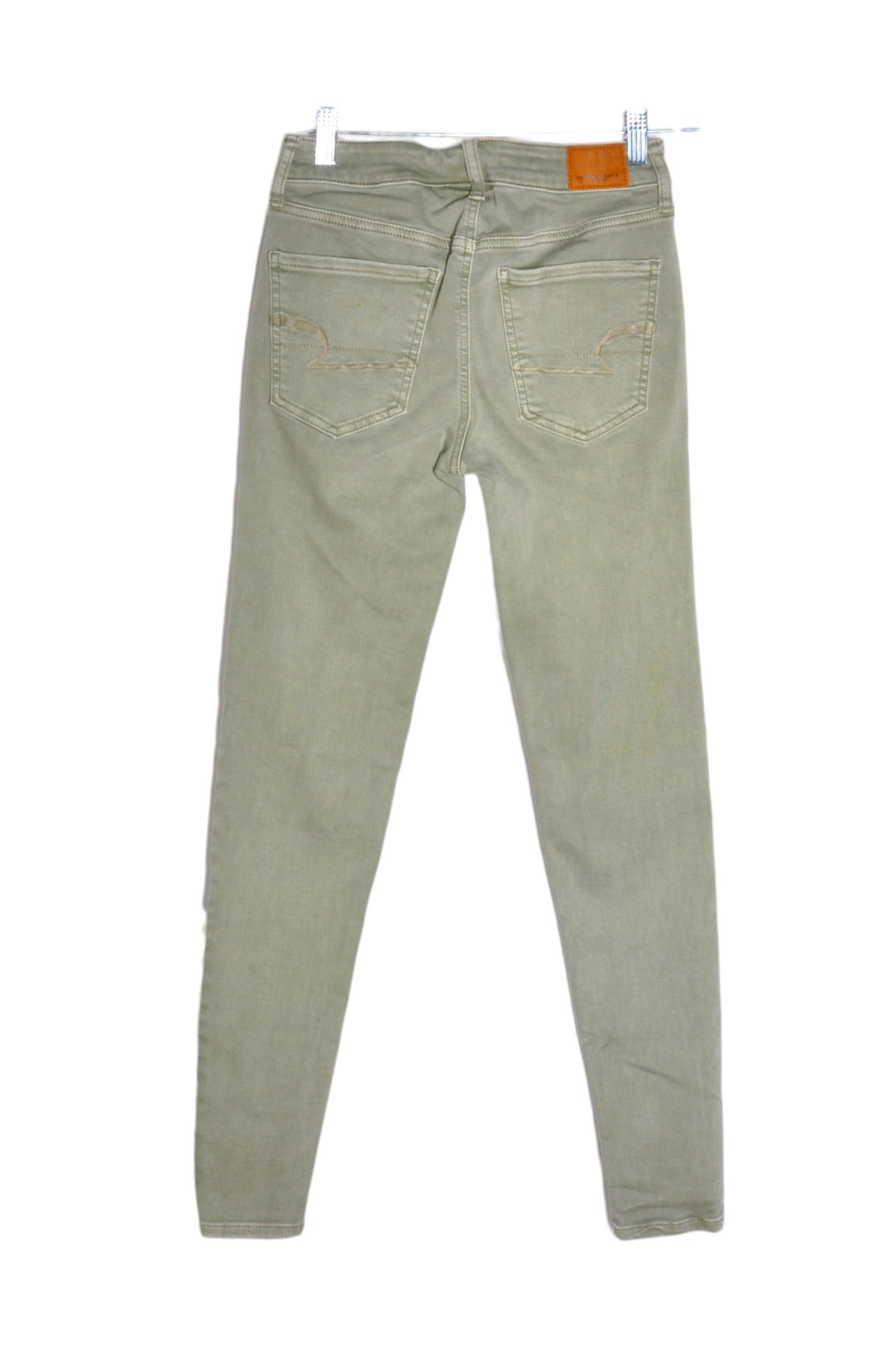 AMERICAN EAGLE Stylish Women's Regular Fit Straight-Legged Green Jeans - Size 4