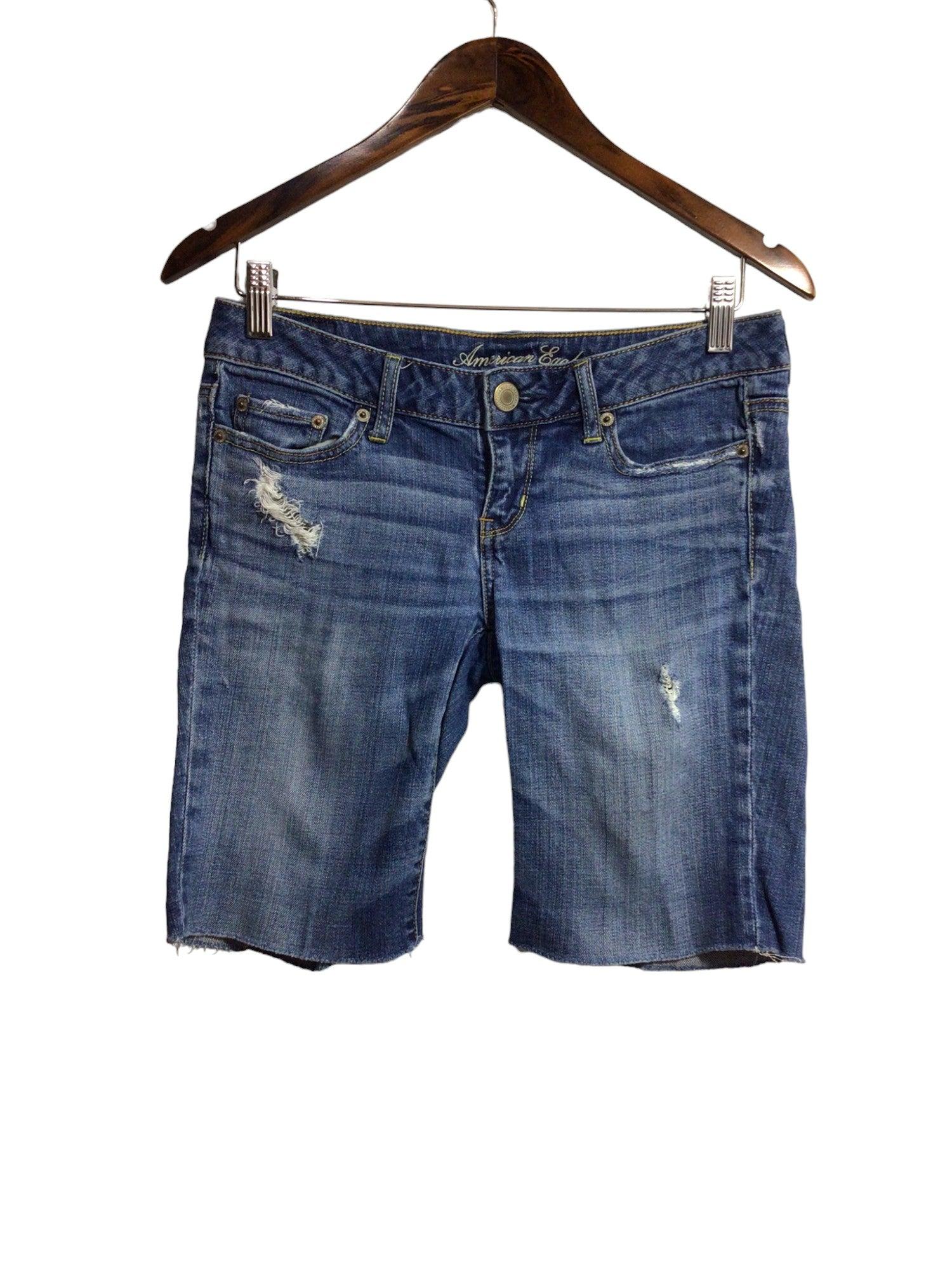 Stylish AMERICAN EAGLE Blue Regular Fit Women's Denim Shorts - Size 4