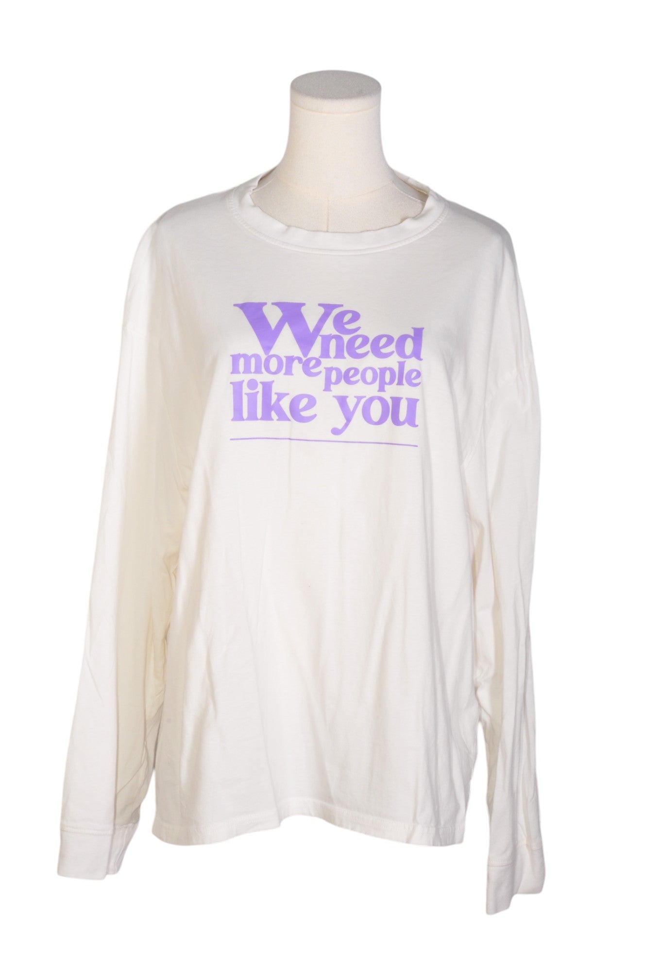 BRUNETTE White Regular Fit Long Sleeve Crew Neck Women's T-Shirt - Size L
