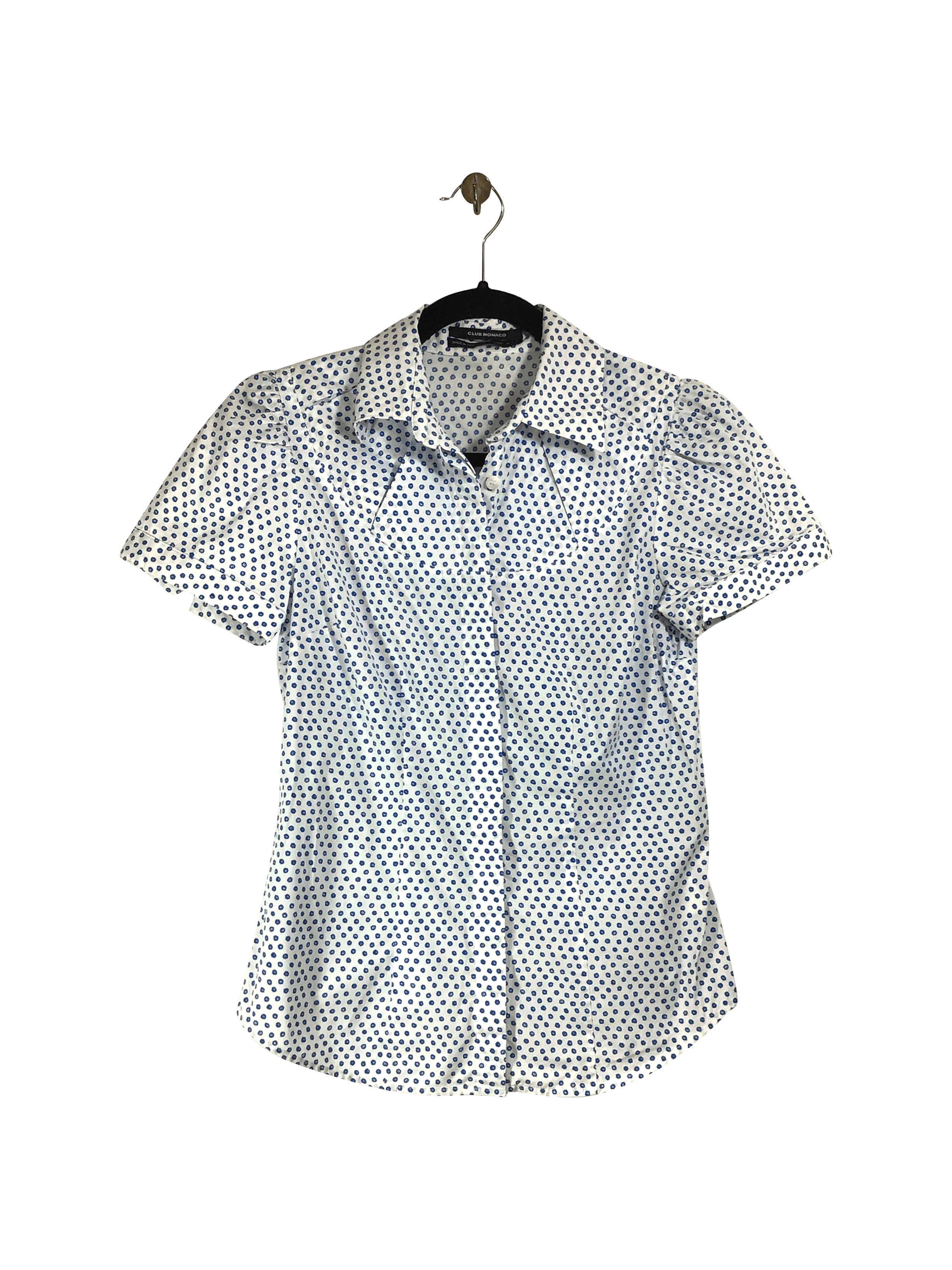 CLUB MONACO Stylish White Button-down Top in Regular Fit - XS