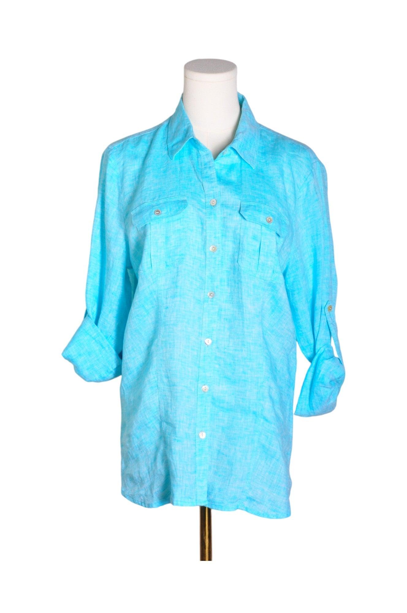 SAKS FIFTH AVENUE Stylish Women's Blue Regular Fit Button - Down Tops - Size L