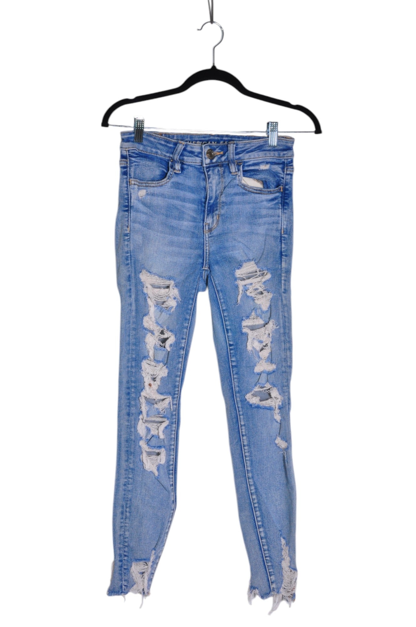 AMERICAN EAGLE Stylish Women's Blue Regular-Fit Straight-Legged Jeans - Size 4