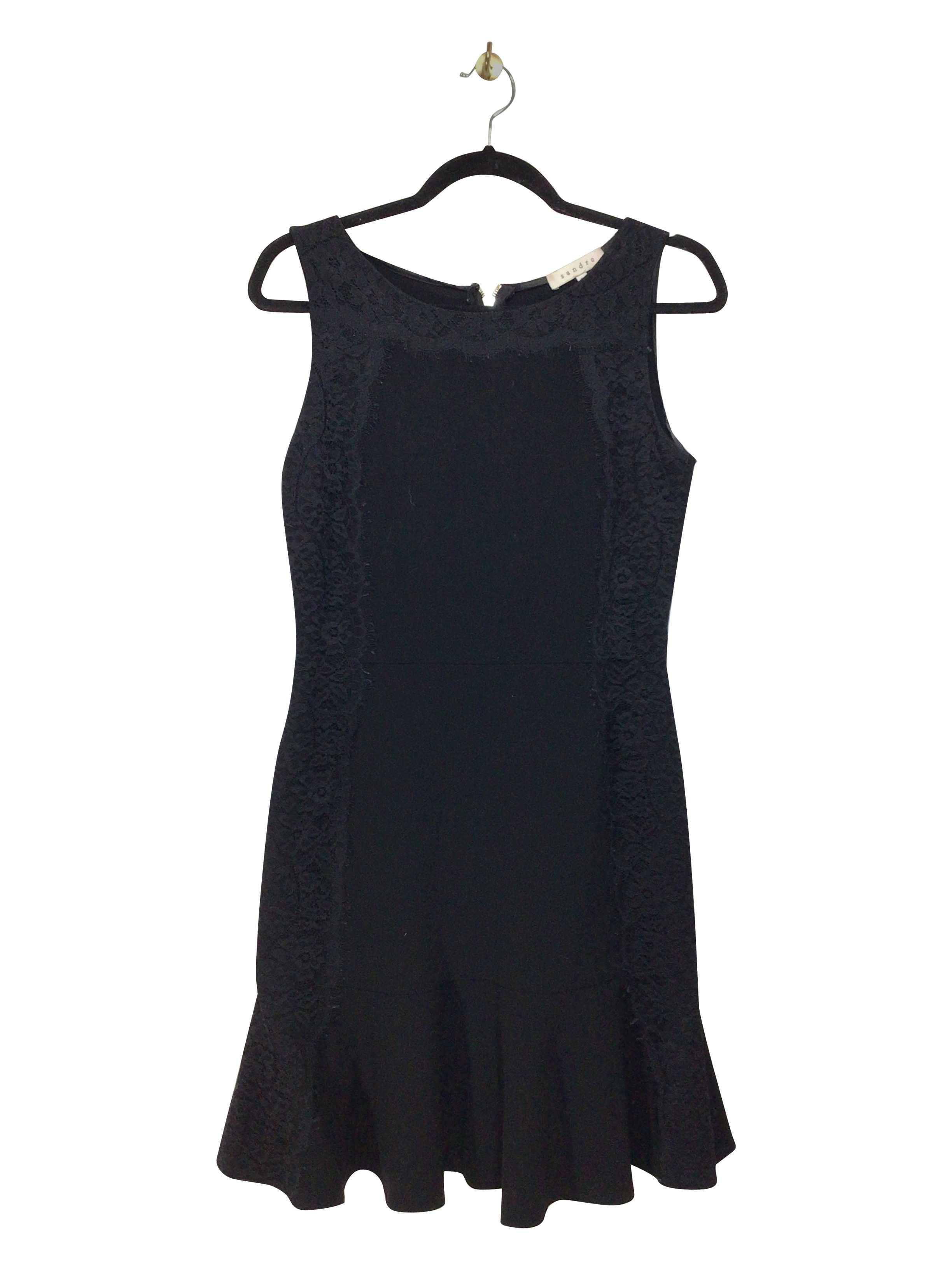 SANDRO Stylish Regular Fit Black Mini Dress - Size 2