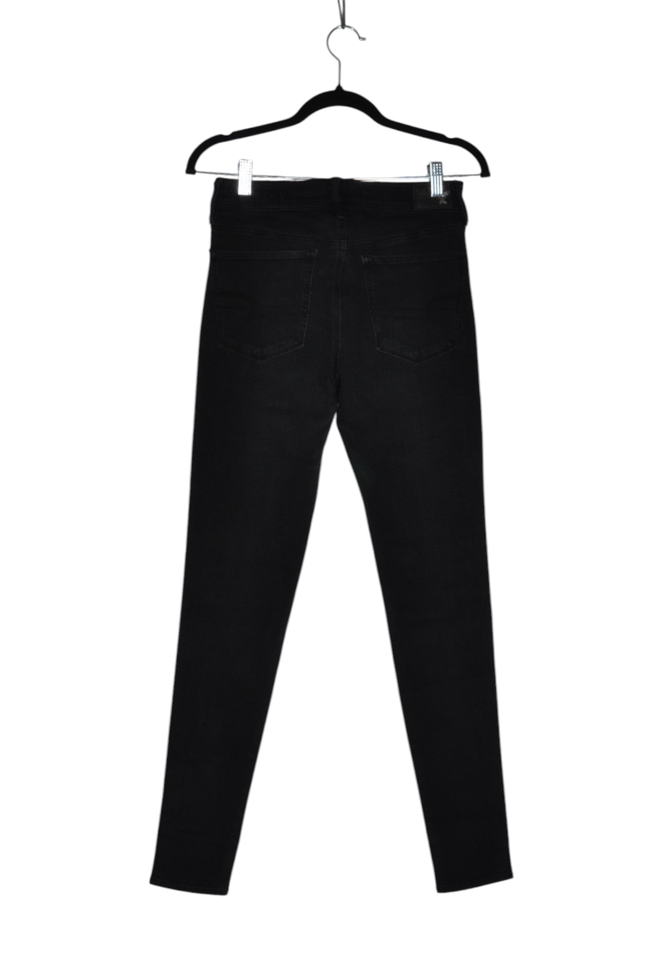Pre - owned AMERICAN EAGLE Women's Stylish Black Regular - fit Straight - Legged Jeans in Size 4