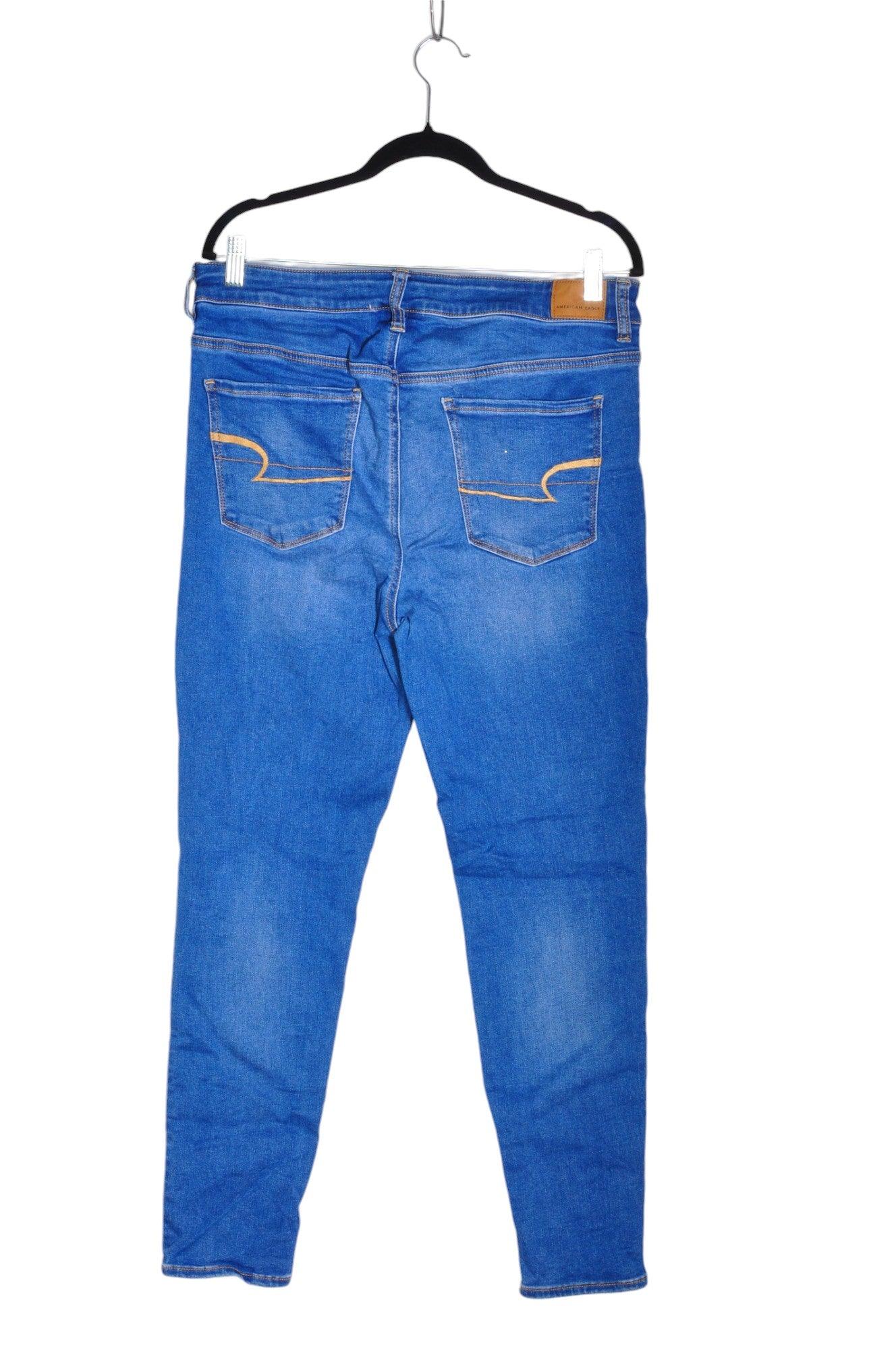 AMERICAN EAGLE Stylish Women's Blue Regular Fit Straight-Legged Jeans - Size 14