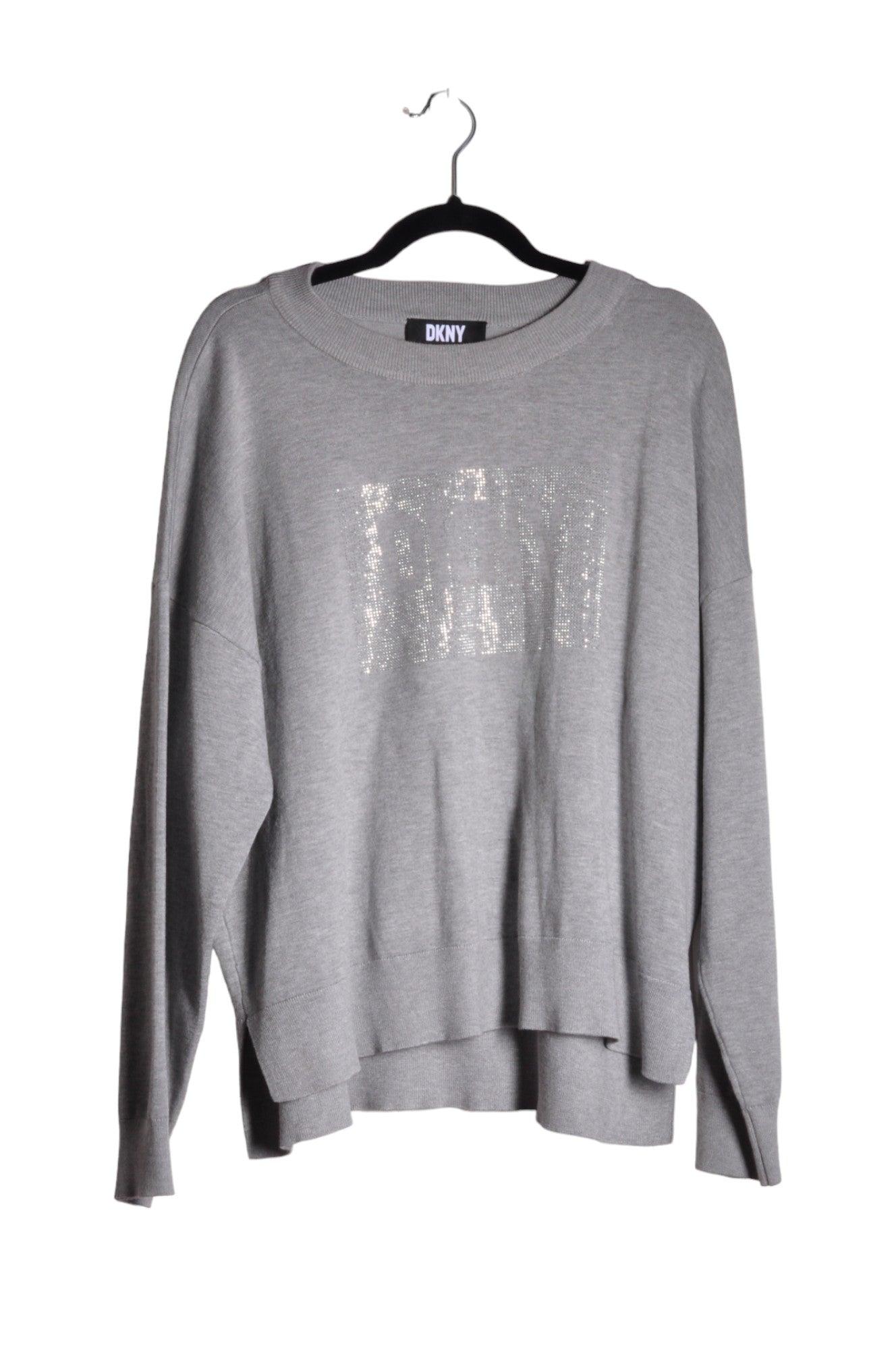 Stylish DKNY Women's Gray Regular-Fit XL Long-Sleeve T-Shirt
