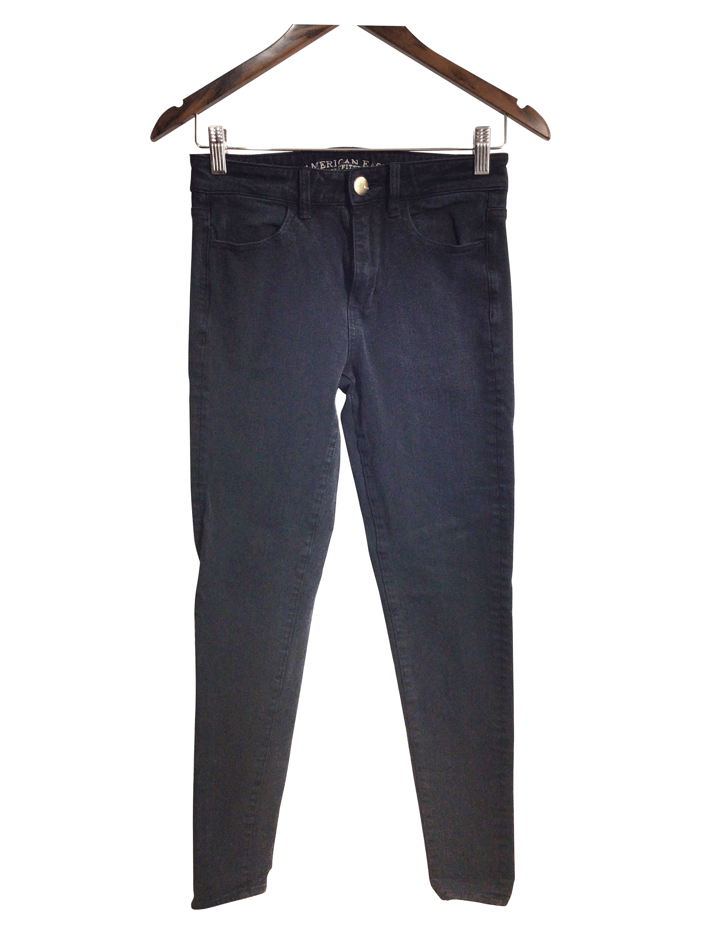 AMERICAN EAGLE Stylish Women's Black Regular Fit Straight-Legged Jeans - Size 2