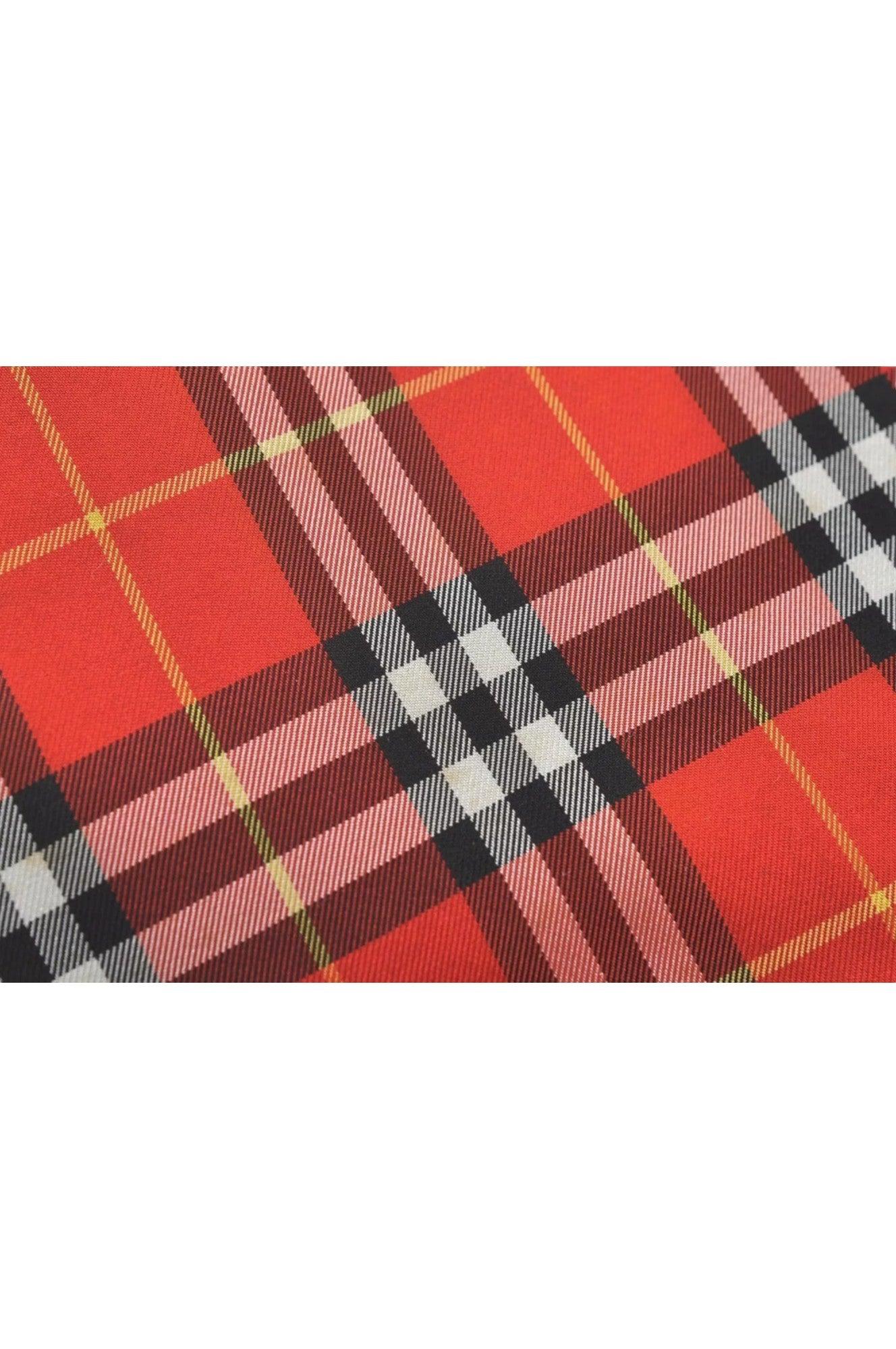 Burberry BLUE LABEL Iconic Check Pattern Red Nylon Leather Shoulder Tote Bag 9373K