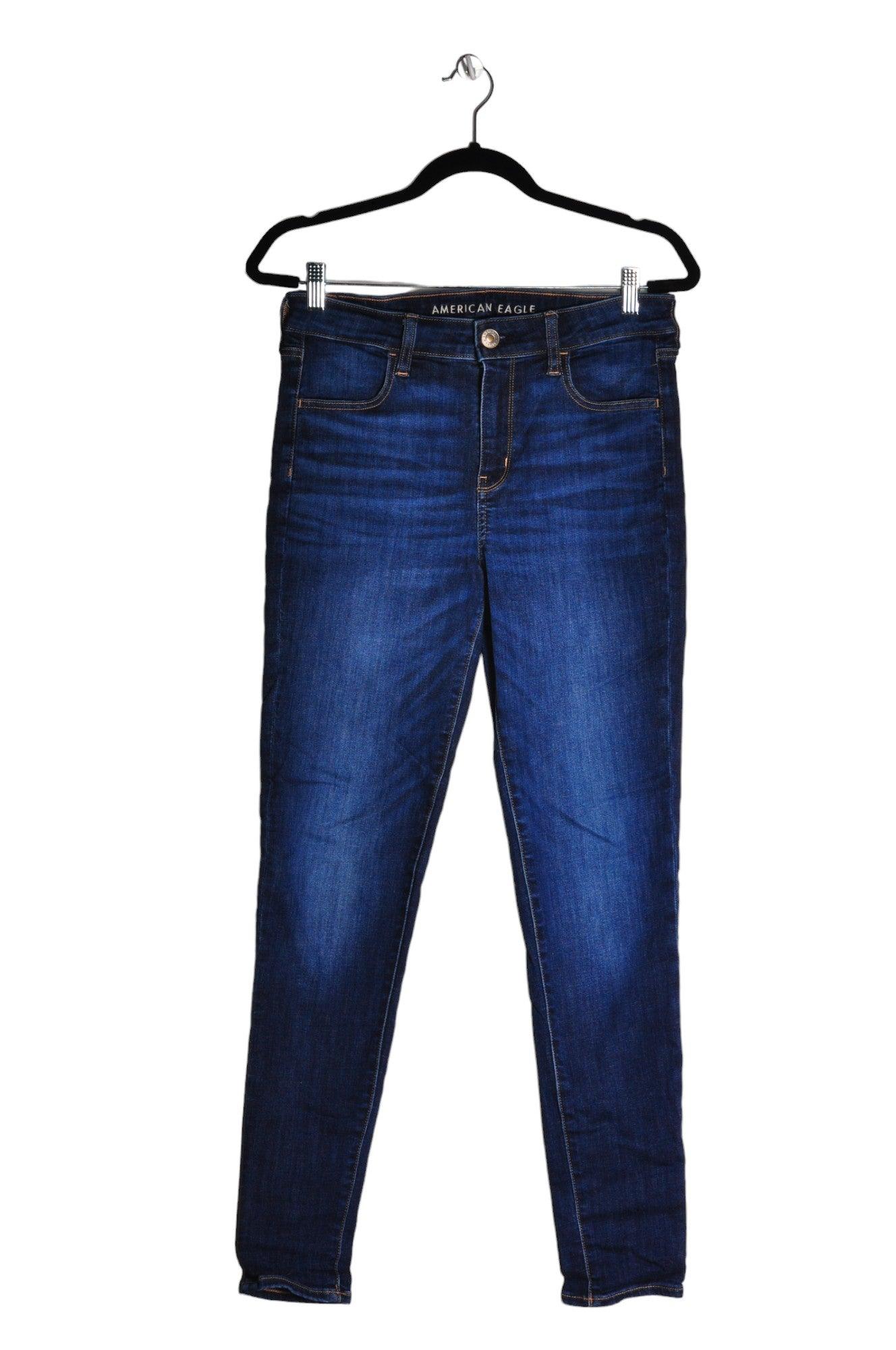 Stylish AMERICAN EAGLE Women's Blue Regular Fit Straight-Legged Jeans - Size 10