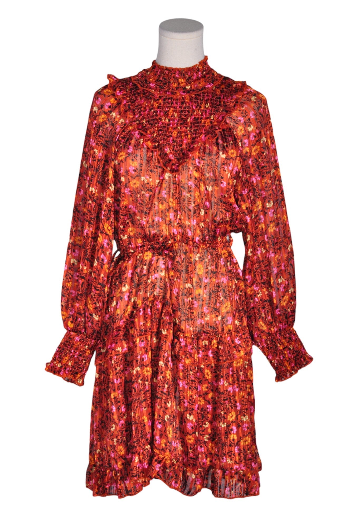 ANGIE Stylish Women's Red Regular-Fit Midi Dress - Size M