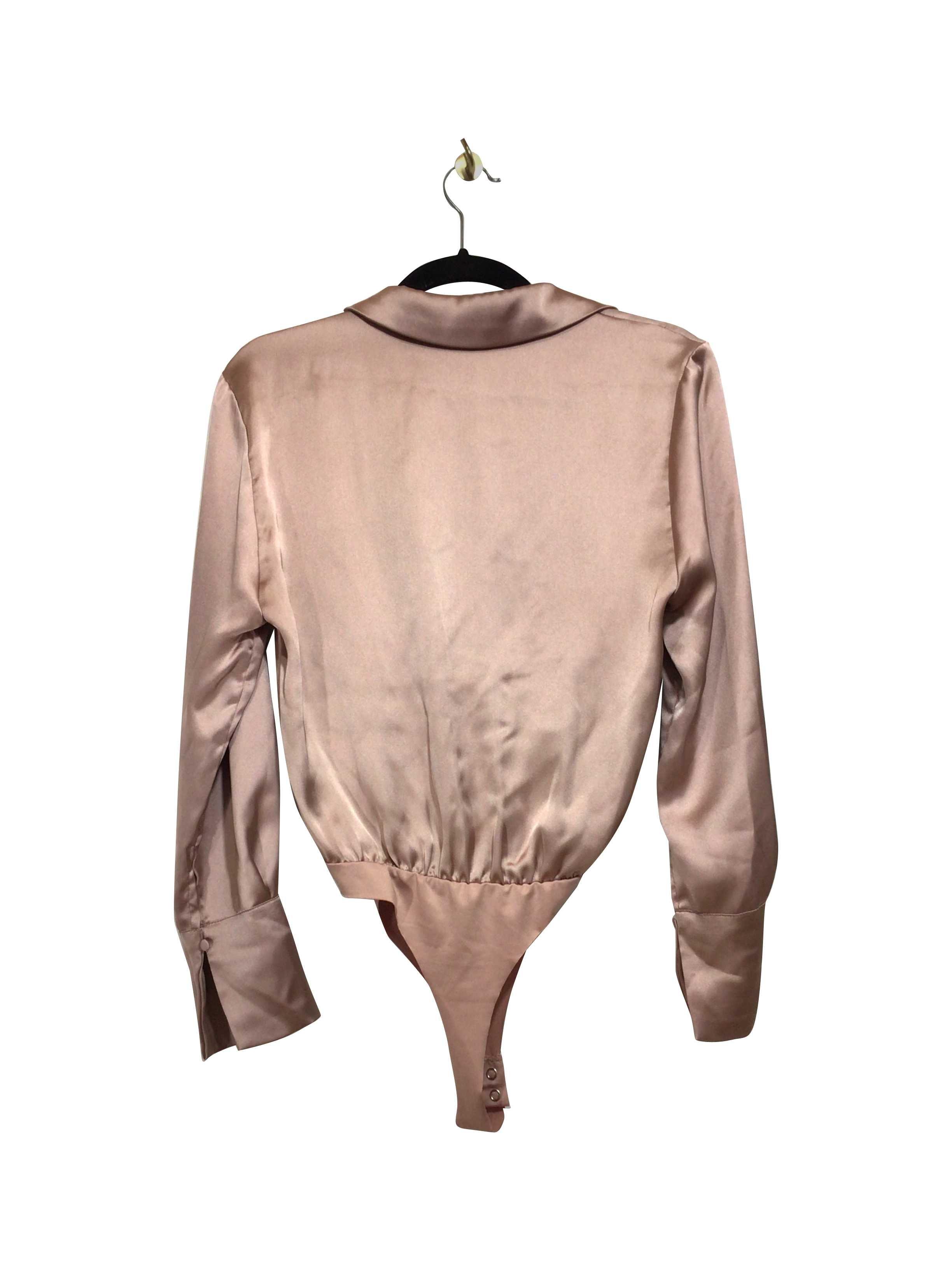 DYNAMITE Pink Regular Fit Long - Sleeved Scoop Neck Solid Colour Bodysuit - XS